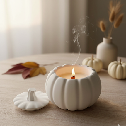 Handcrafted Jesmonite Pumpkin Candle – Art Meets Aroma