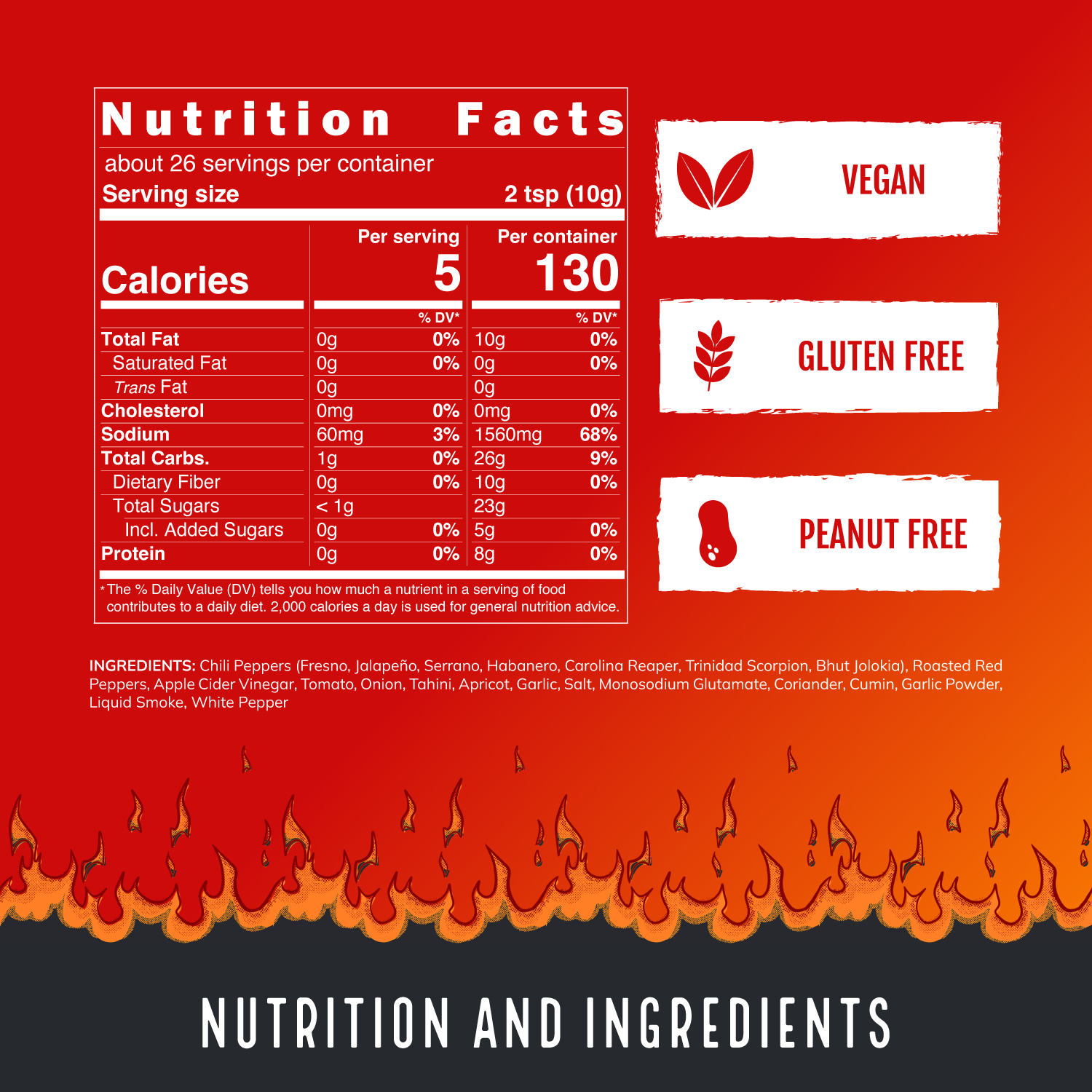 Brimstone Inferno - Extra Hot Tahini & Roasted Red Pepper Sauce (9oz)