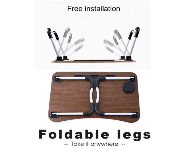 Portable Laptop or Reading Holder with Cup Slot & Foldable Legs