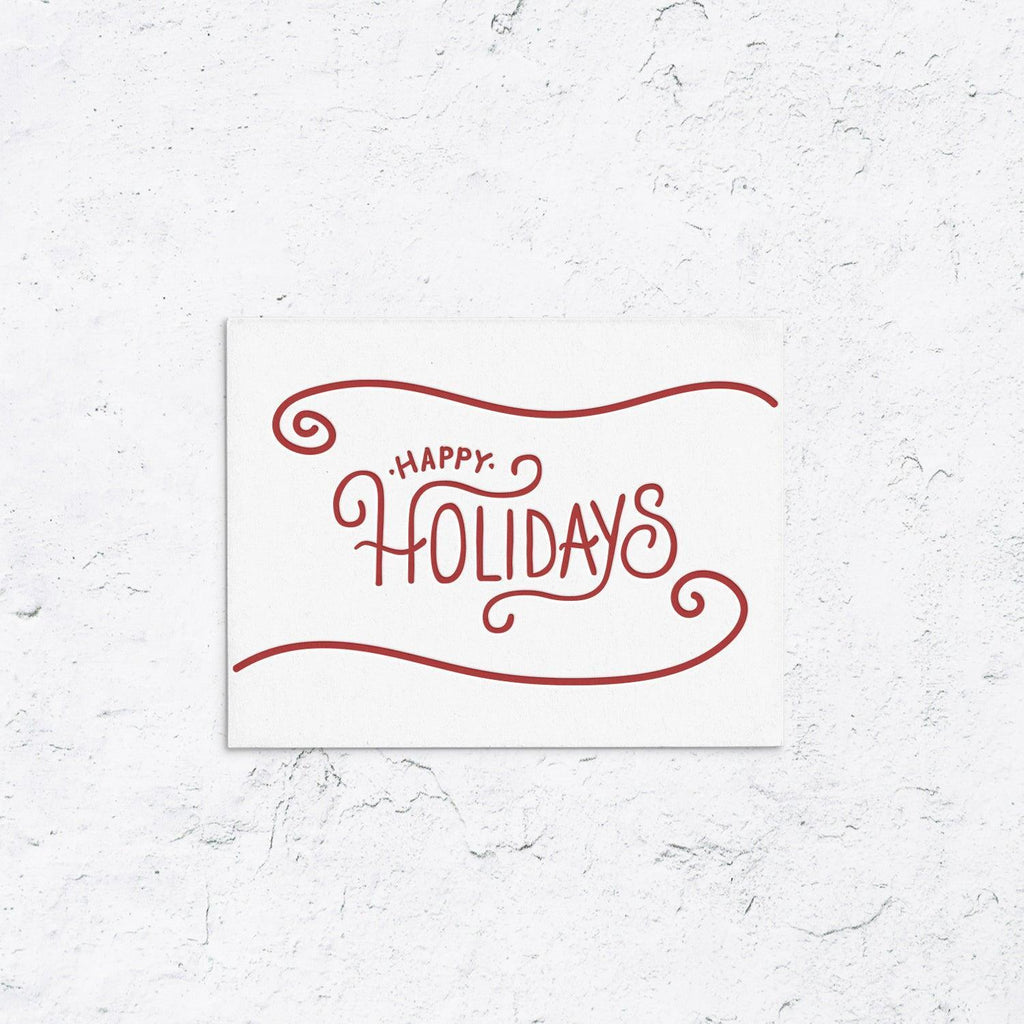 Happy Holidays Swirl Letterpress Box Set of 10