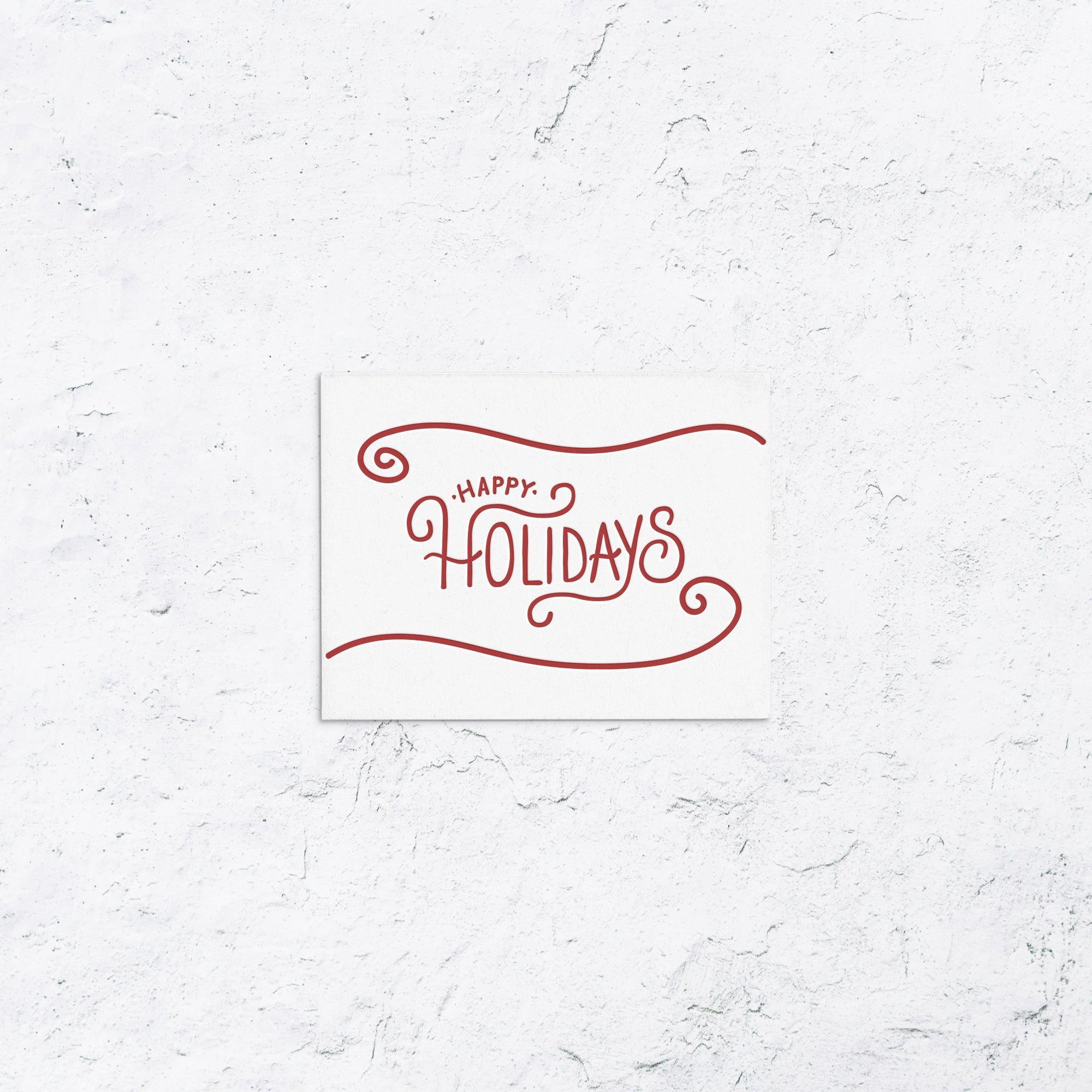 Happy Holidays Swirl Letterpress Box Set of 10