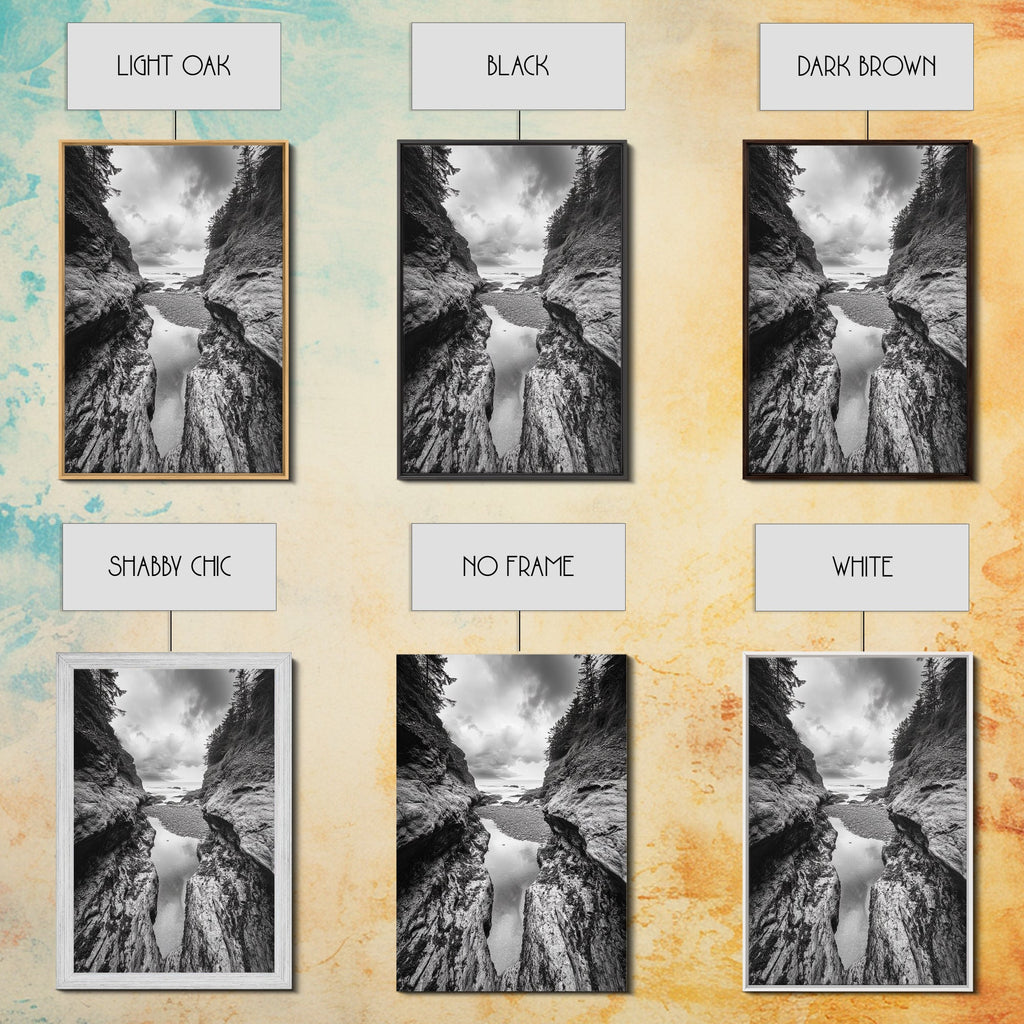 Ocean Ravine, Rugged Coastline, Pacific Wilderness, Stormy Seascape, Framed Canvas Print, Adventure Wall Art, Nature Home Decor