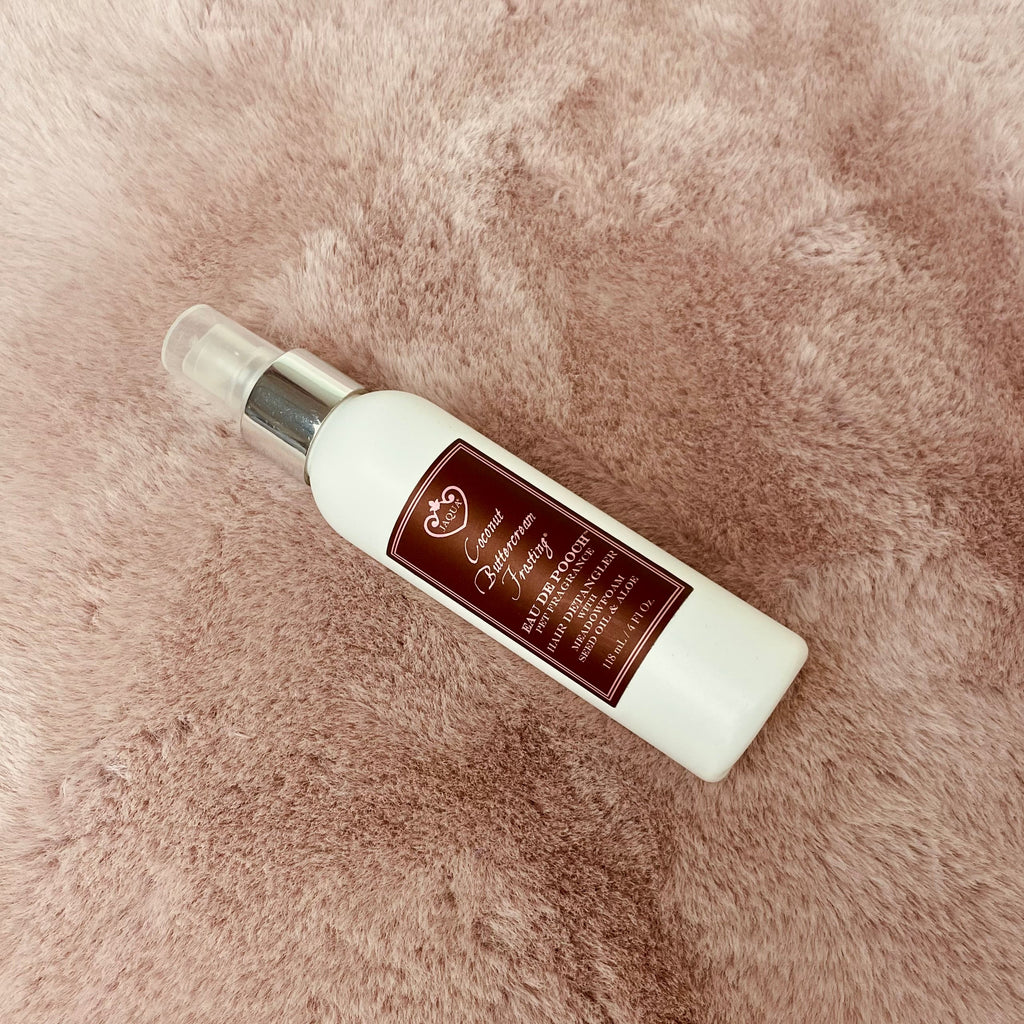 Coconut Buttercream Frosting Eau de Pooch Pet Fragrance and Hair Detangler Spray