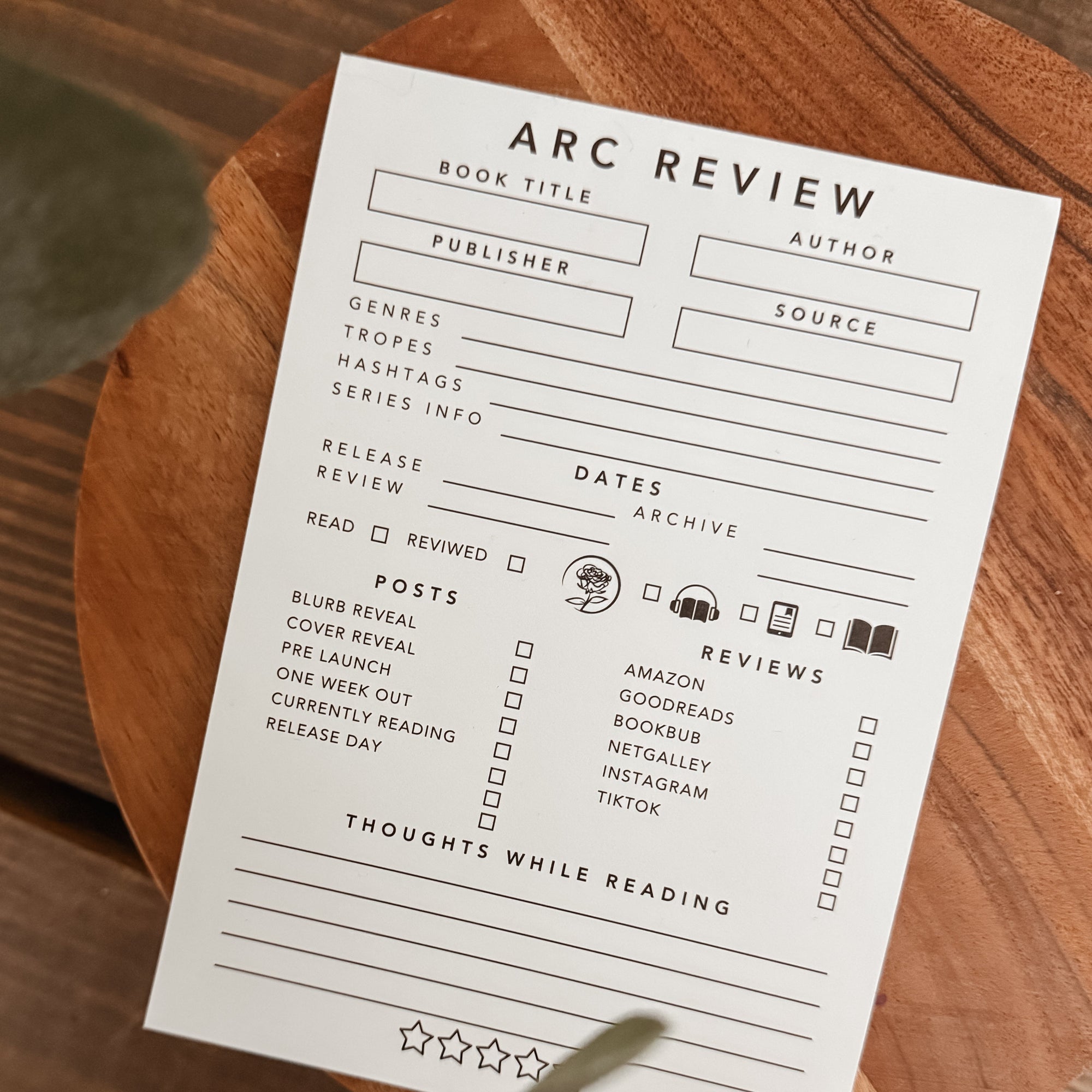 Book Review Notepad, 50 Book review Pages, Perfect for Book Lovers