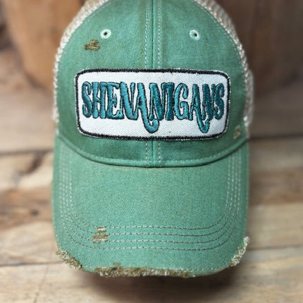 Shenanigans Distressed Mesh Snapback Baseball Cap