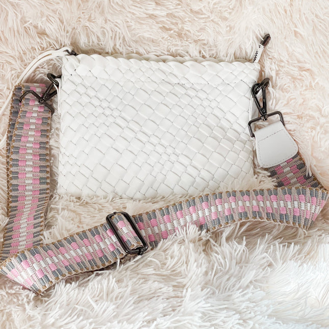 The Bella Woven Neoprene Crossbody - True White