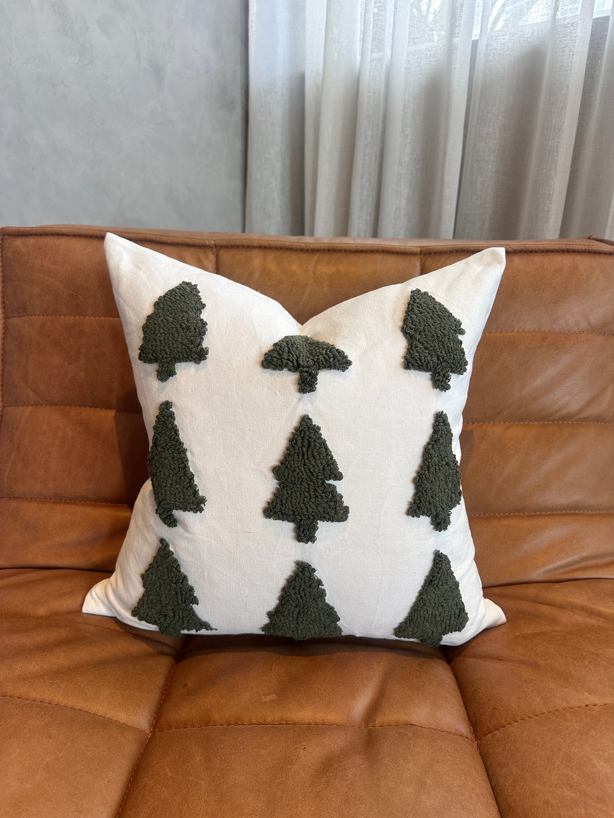Tufted Christmas Tree Pillow Cover