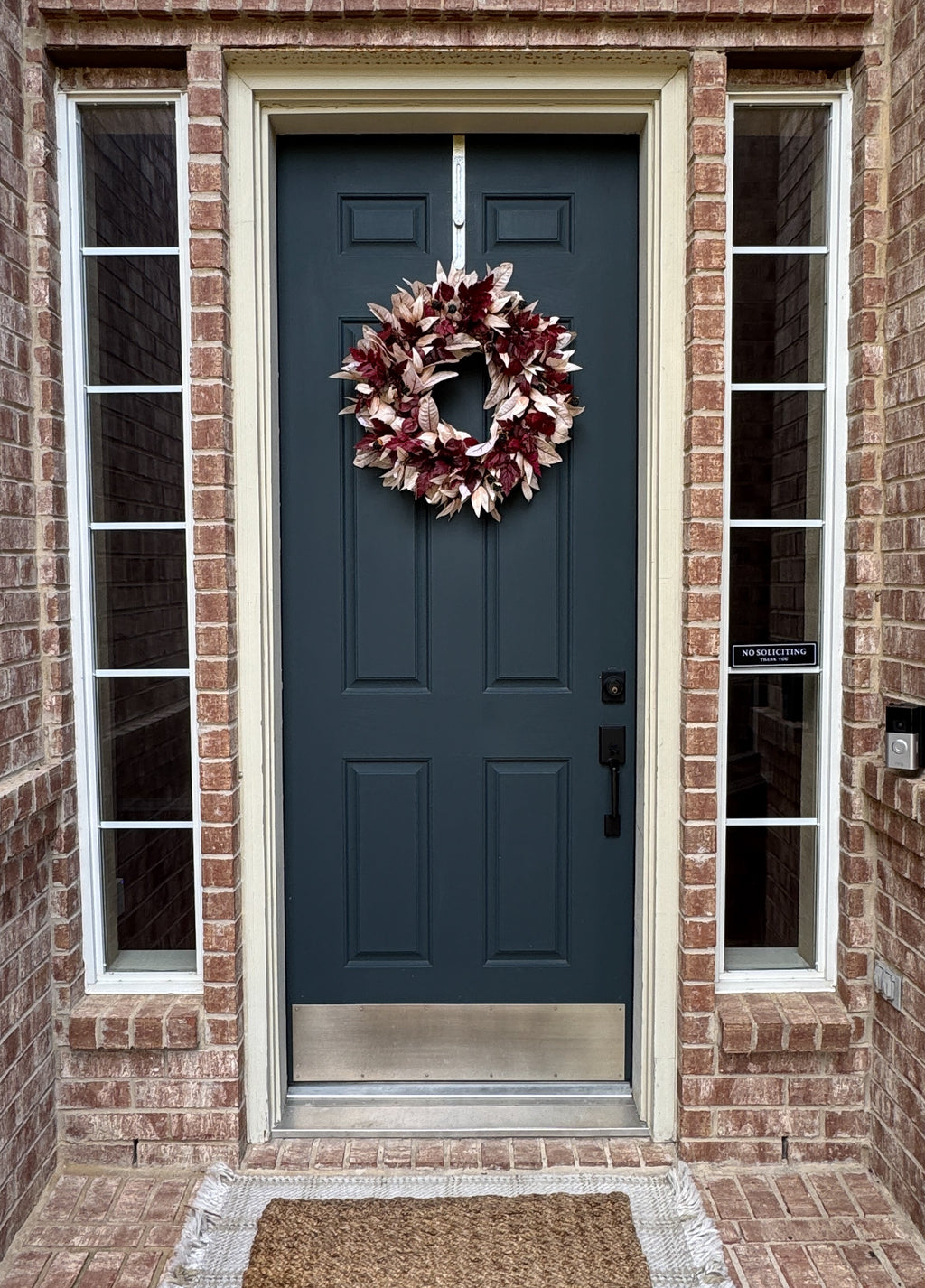 Burgundy & Cream Fall Wreath with Berries