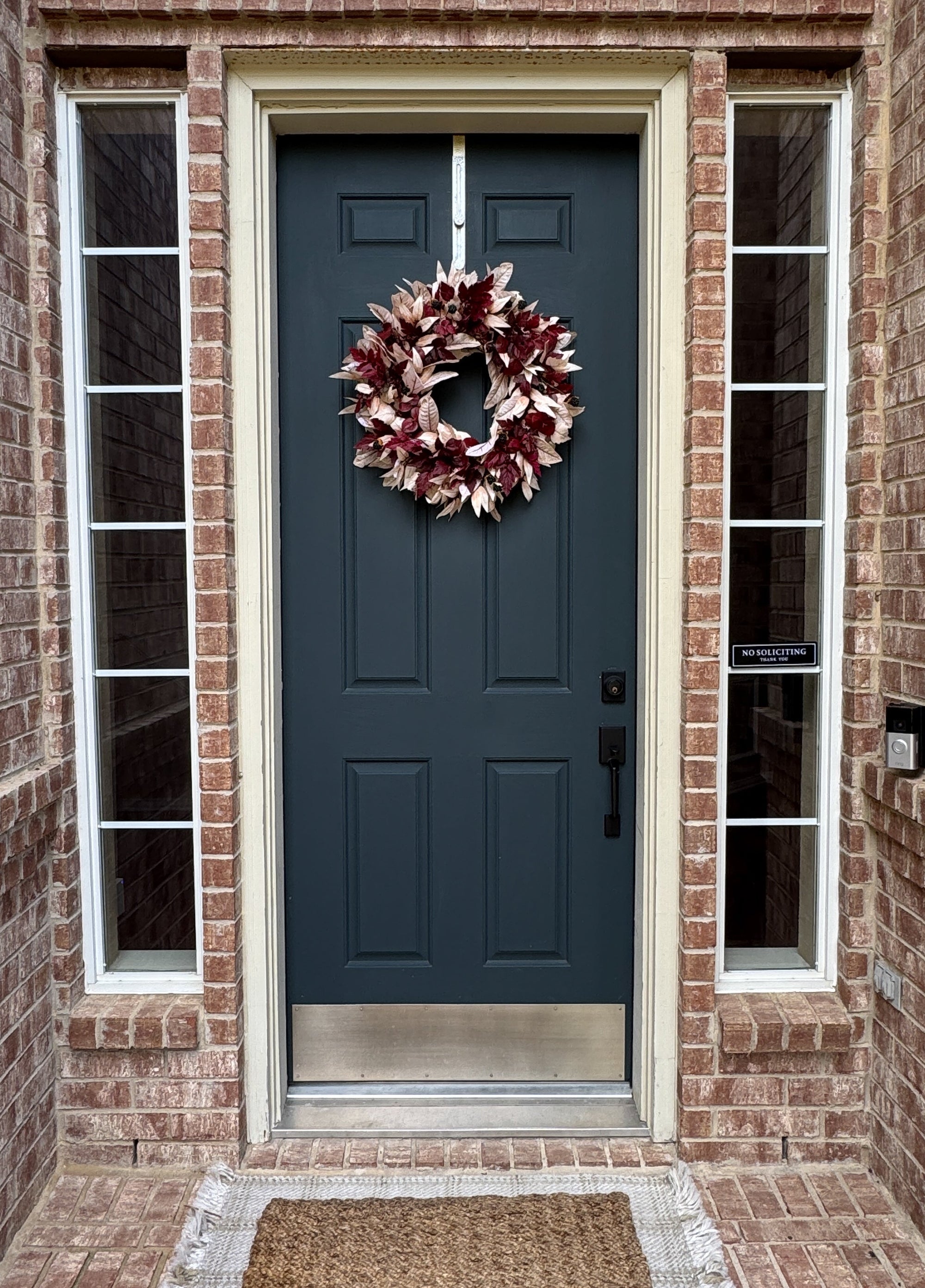 Burgundy & Cream Fall Wreath with Berries