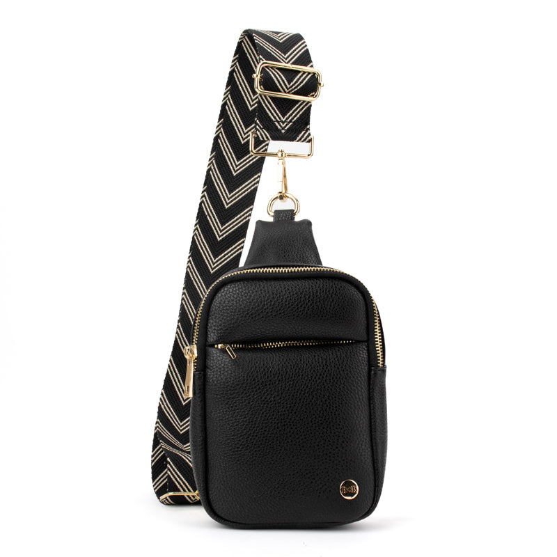 The Harlow | Sling Bag with Chevron Strap | 3 Colors