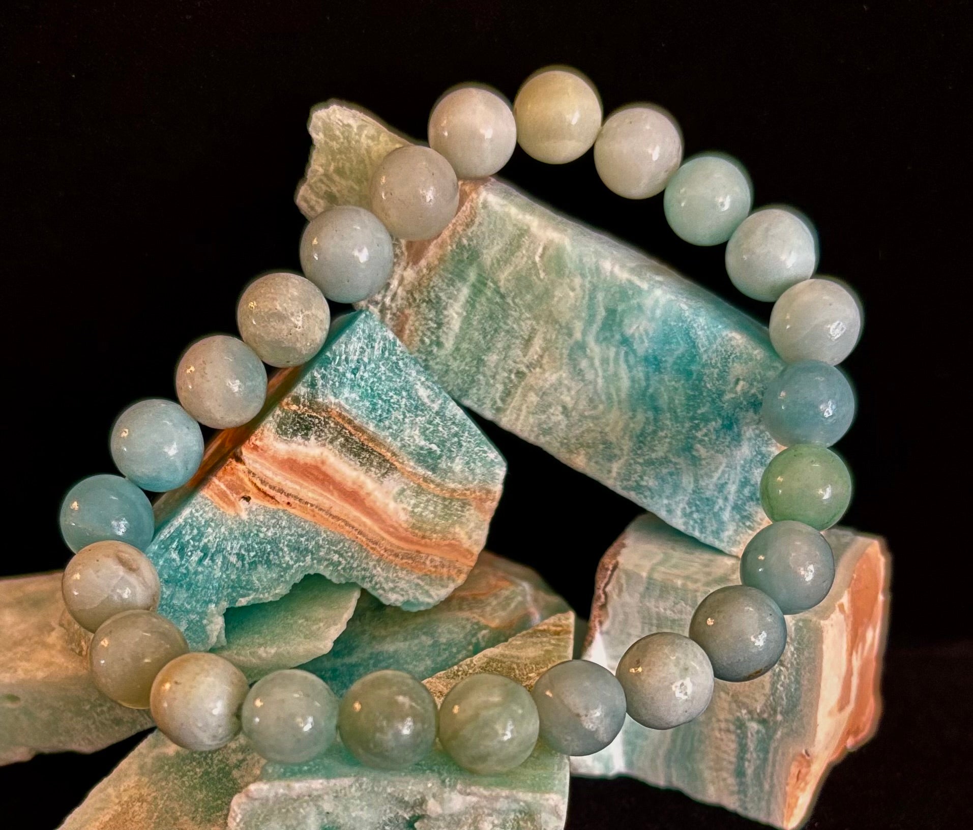 Amazonite Energy Bead Bracelet – Calm • Strength • Balance (8mm, Large Wrist)