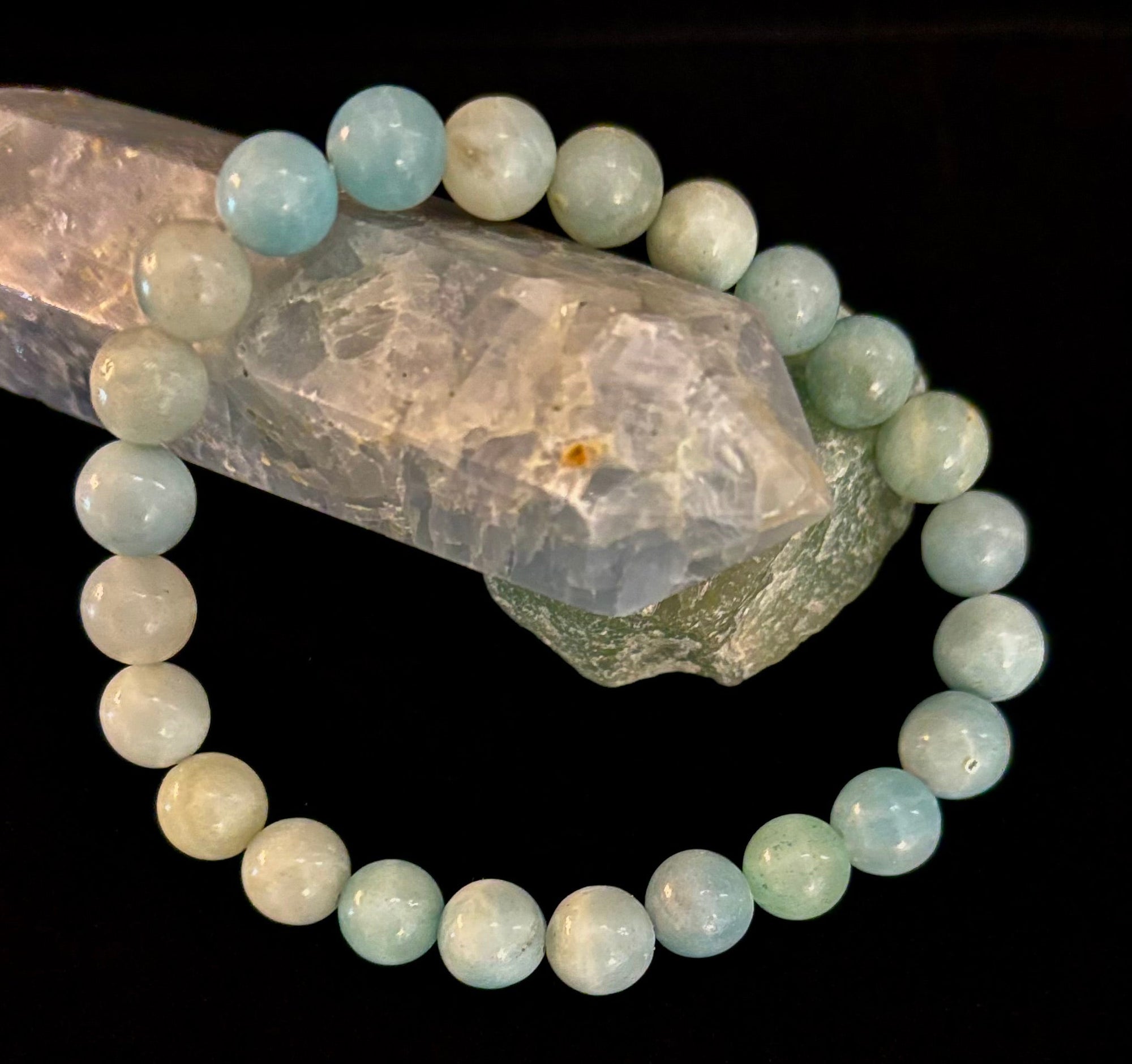 Amazonite Energy Bead Bracelet – Calm • Strength • Balance (8mm, Large Wrist)