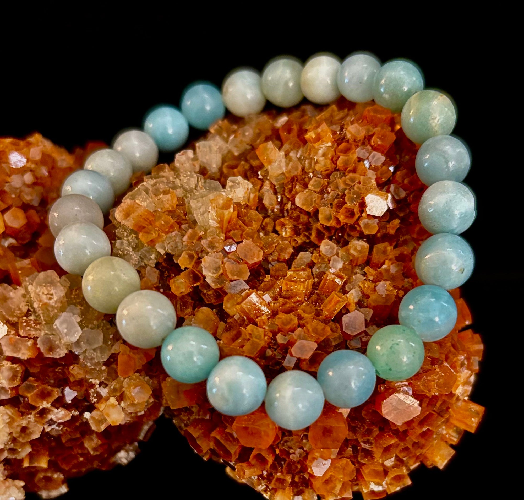 Amazonite Energy Bead Bracelet – Calm • Strength • Balance (8mm, Large Wrist)