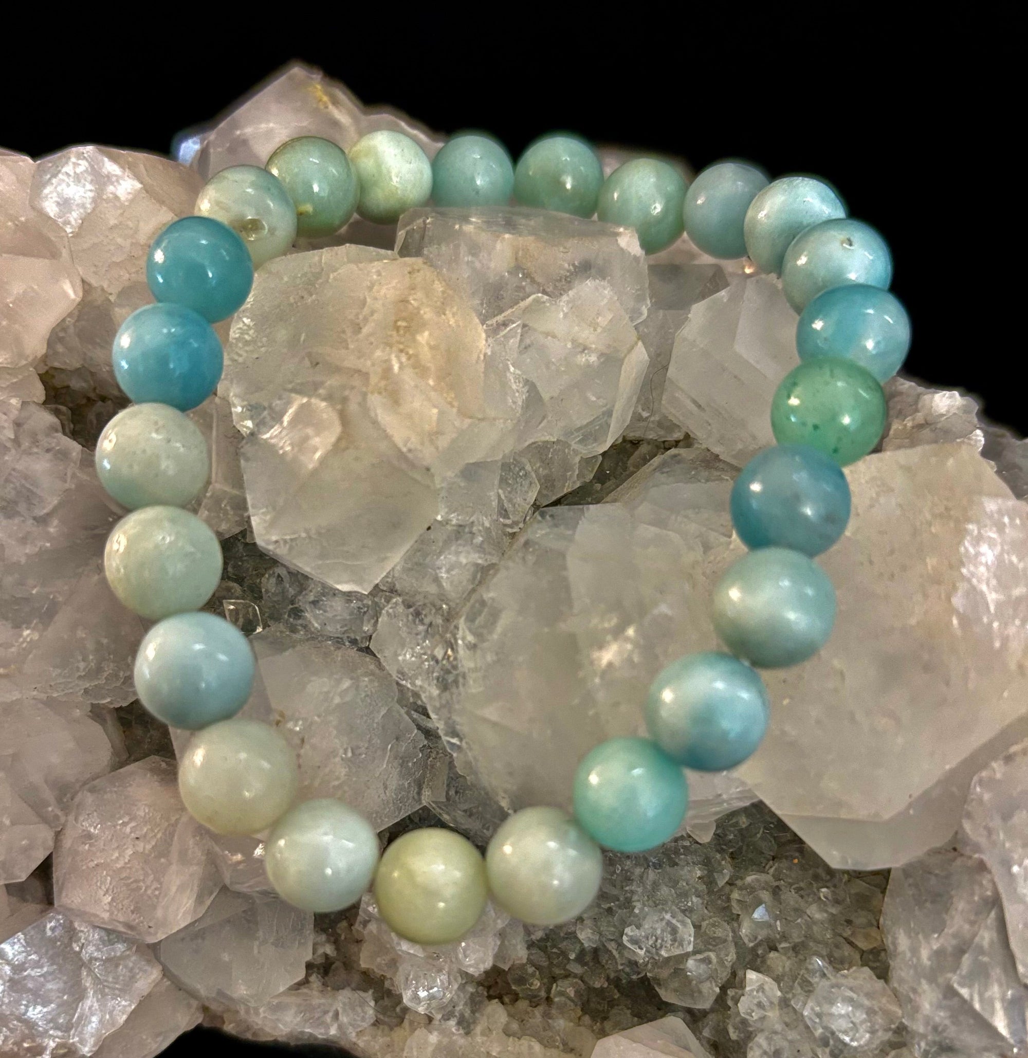 Amazonite Energy Bead Bracelet – Calm • Strength • Balance (8mm, Large Wrist)