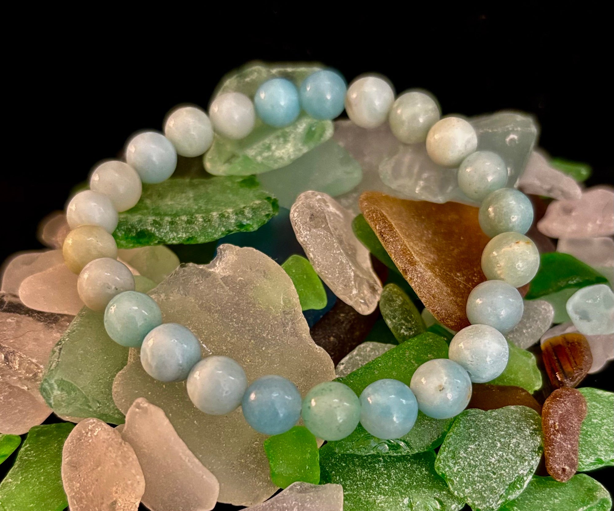 Amazonite Energy Bead Bracelet – Calm • Strength • Balance (8mm, Large Wrist)