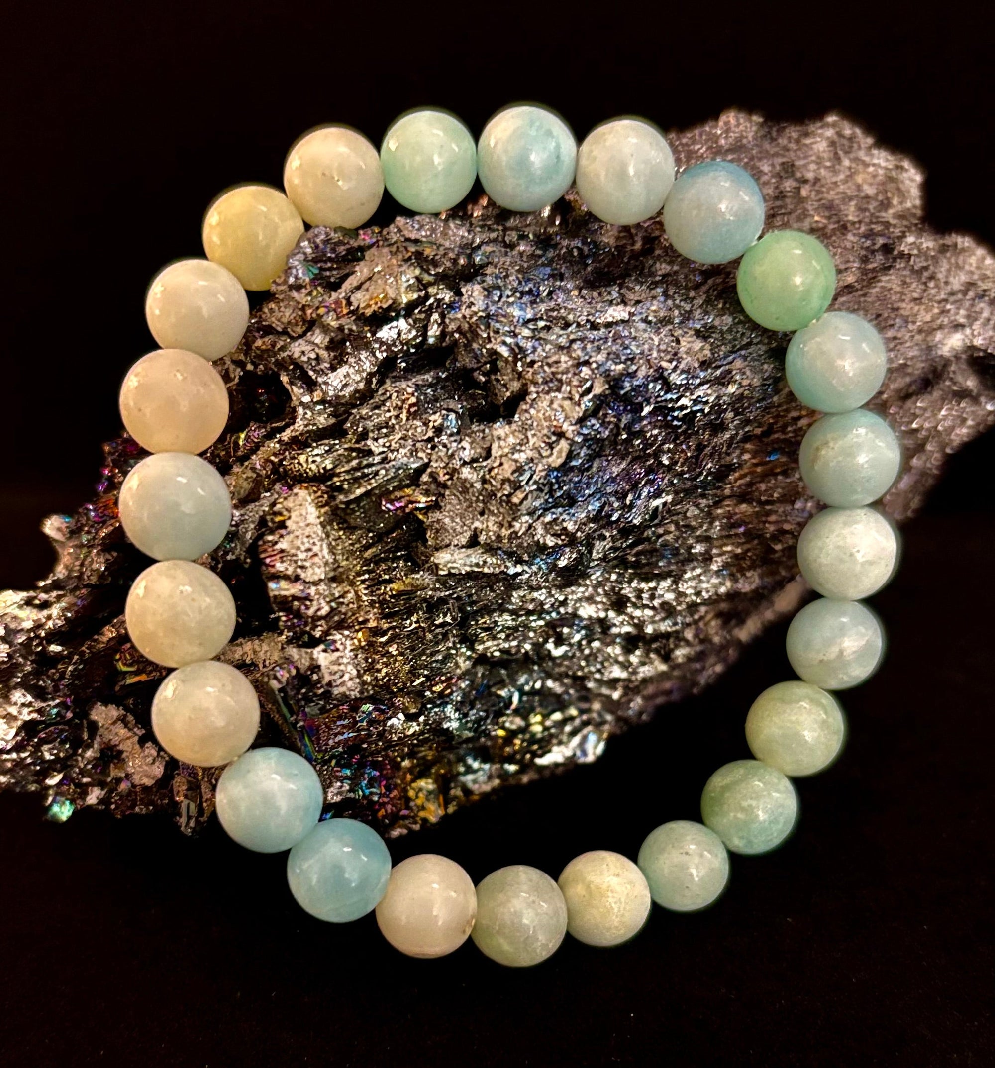 Amazonite Energy Bead Bracelet – Calm • Strength • Balance (8mm, Large Wrist)