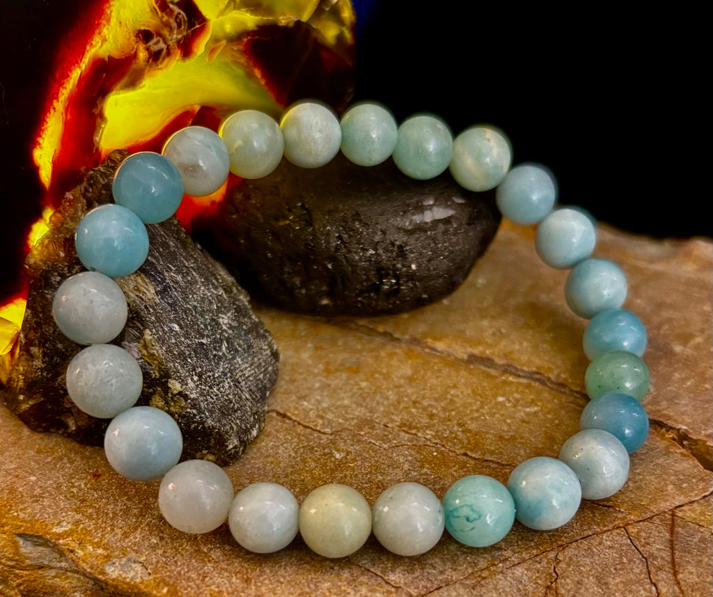 Amazonite Energy Bead Bracelet – Calm • Strength • Balance (8mm, Large Wrist)