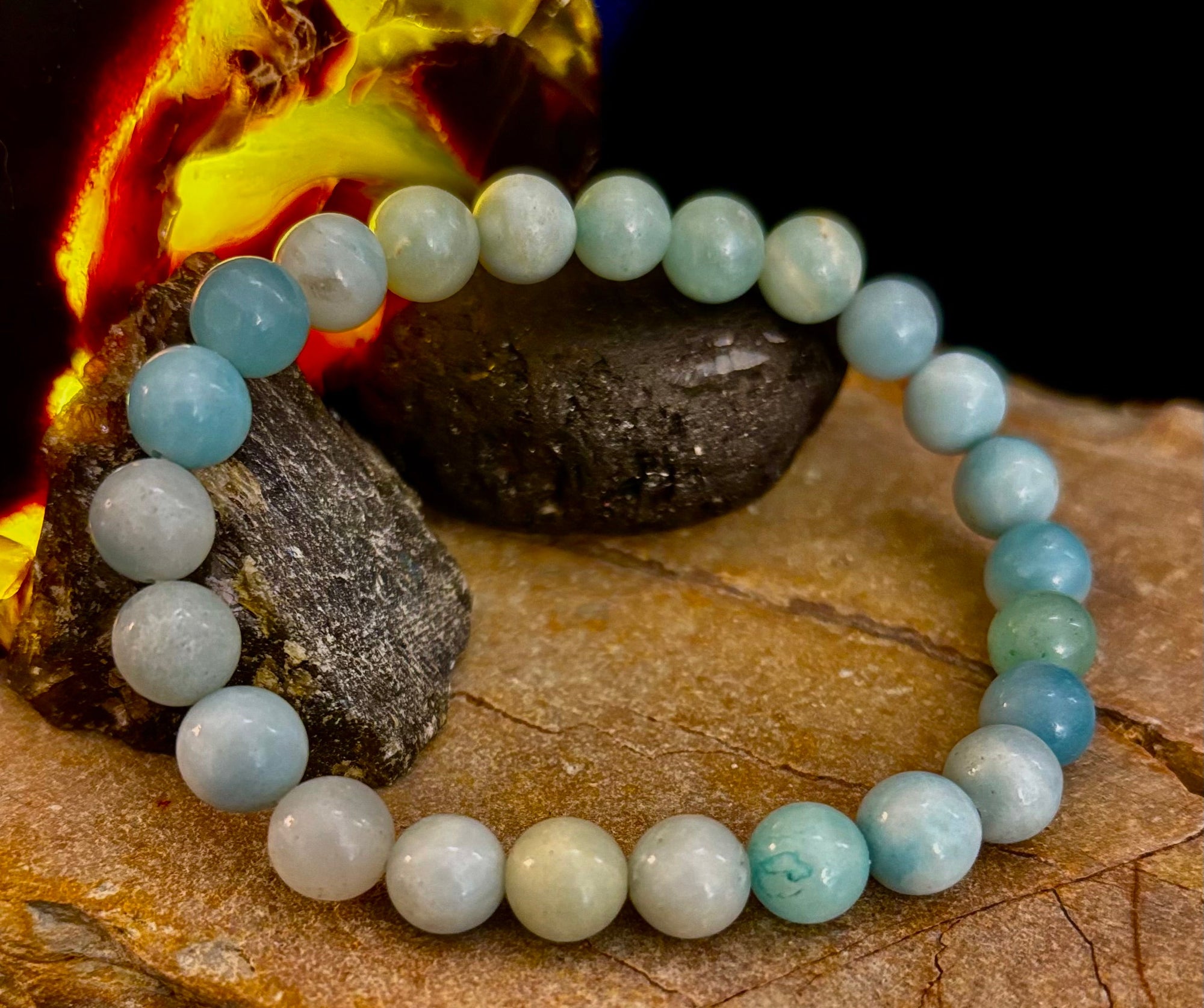 Amazonite Energy Bead Bracelet – Calm • Strength • Balance (8mm, Large Wrist)