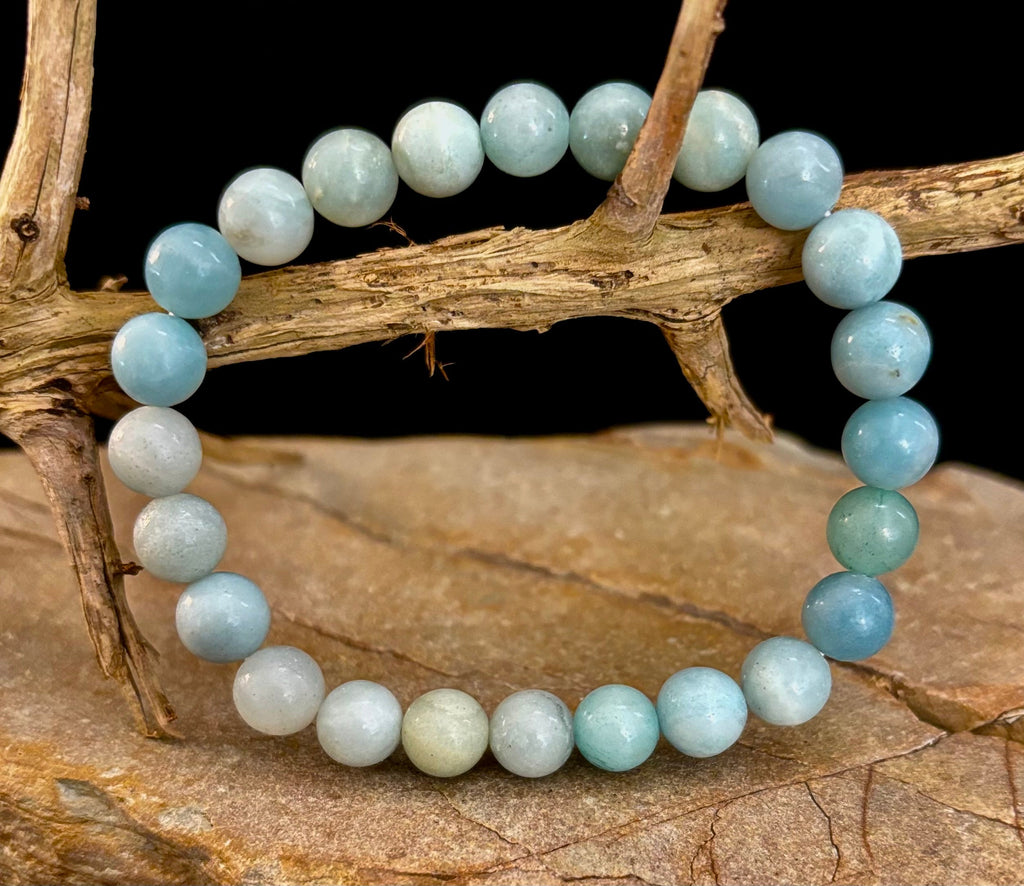 Amazonite Energy Bead Bracelet – Calm • Strength • Balance (8mm, Large Wrist)