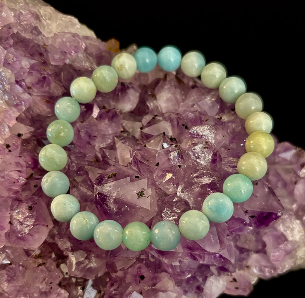 Amazonite Energy Bead Bracelet – Calm • Strength • Balance (8mm, Large Wrist)