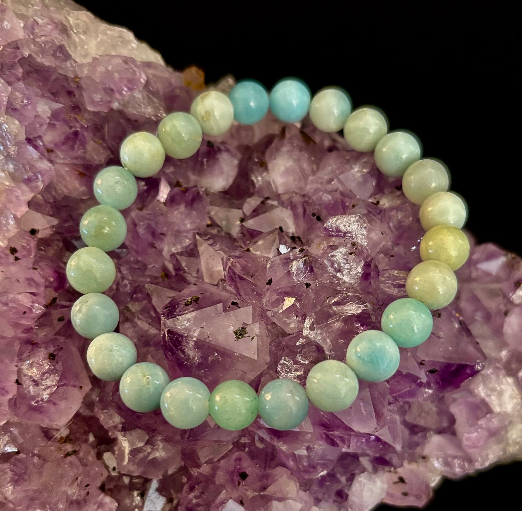Amazonite Energy Bead Bracelet – Calm • Strength • Balance (8mm, Large Wrist)