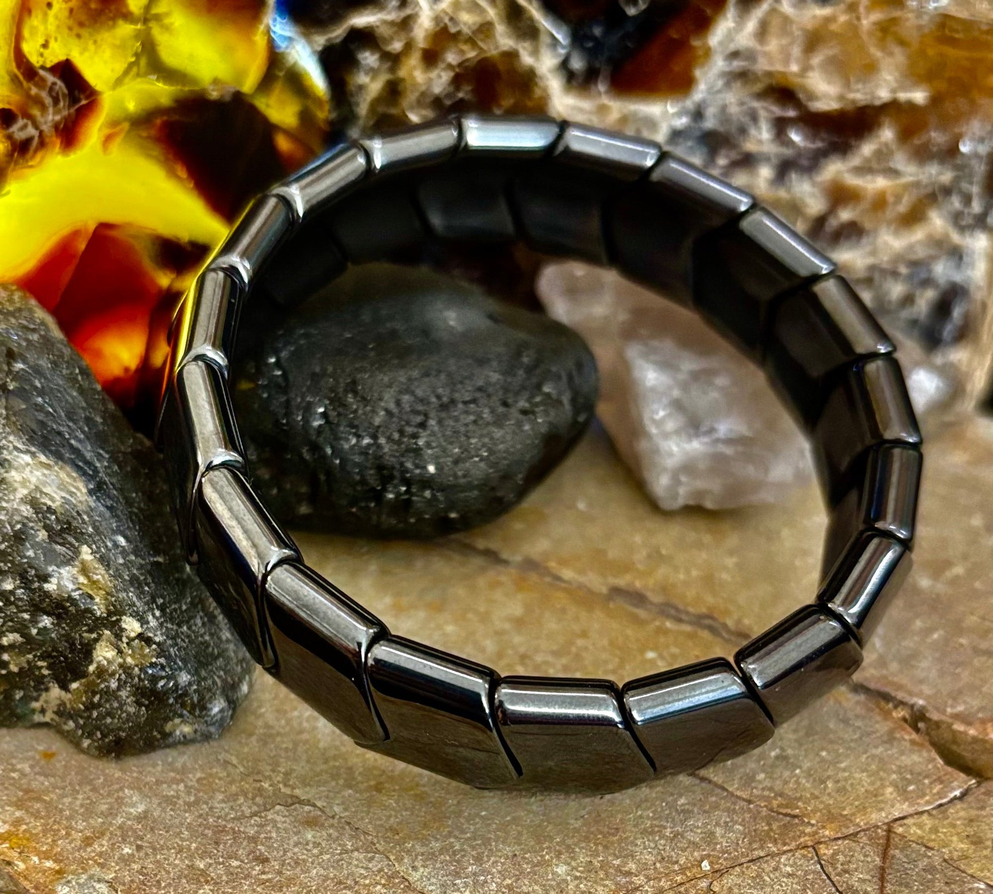 Grounded Strength Hematite Bracelet – Balance • Protection • Confidence (Medium–Large Wrists)