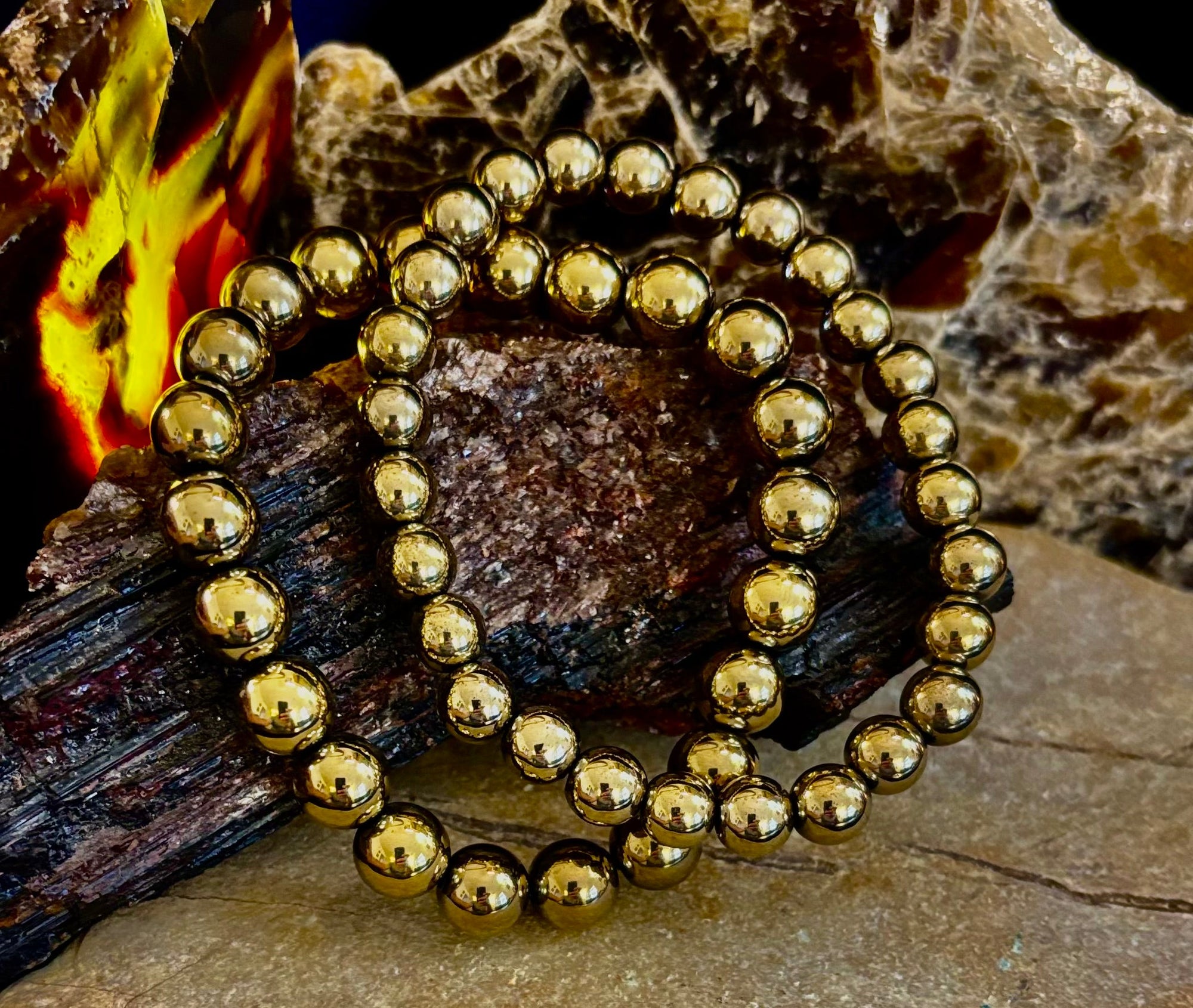 Golden Hematite Healing Bracelet – Strength • Confidence • Balance (8mm or 10mm, Medium Wrists)