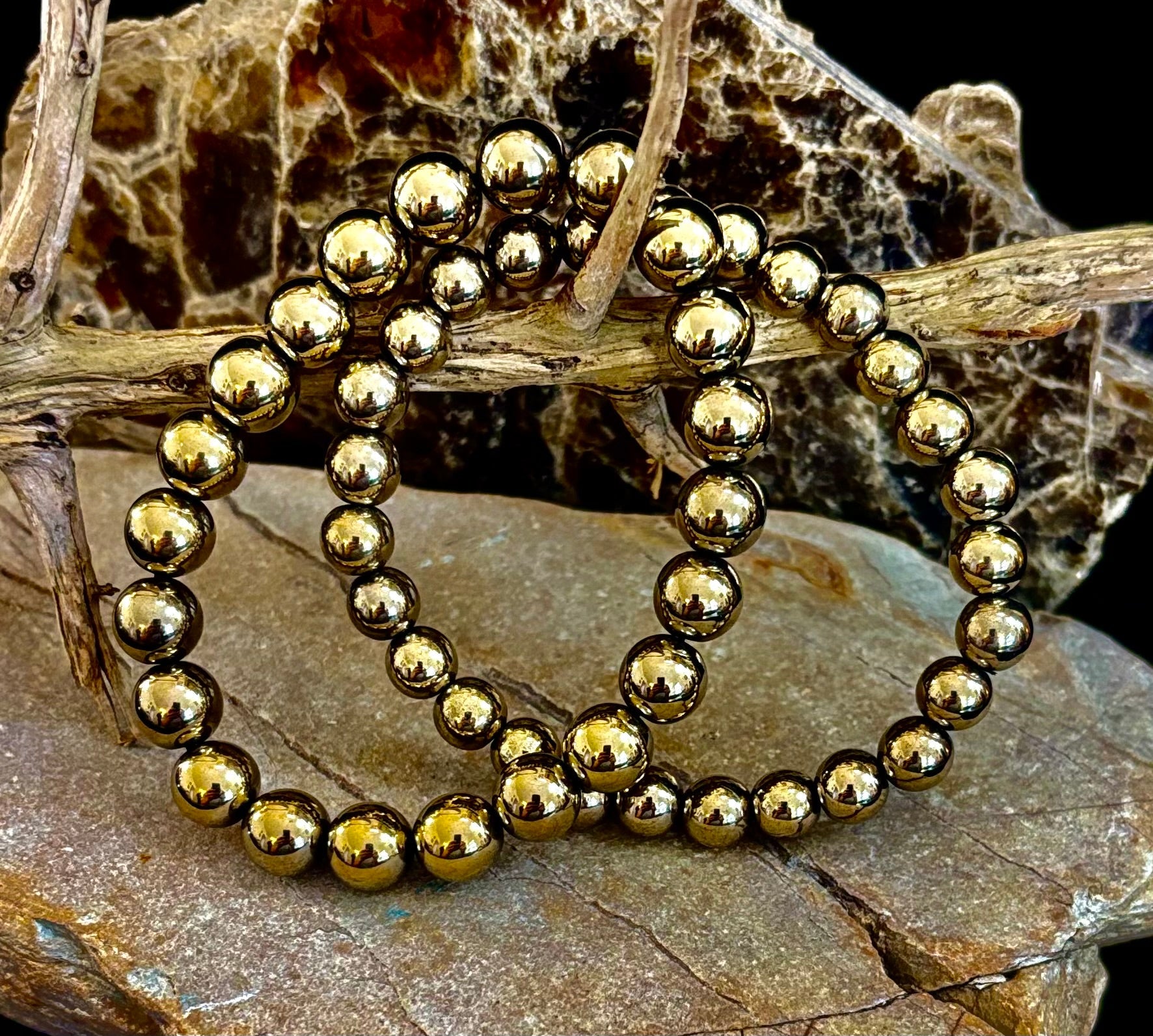 Golden Hematite Healing Bracelet – Strength • Confidence • Balance (8mm or 10mm, Medium Wrists)
