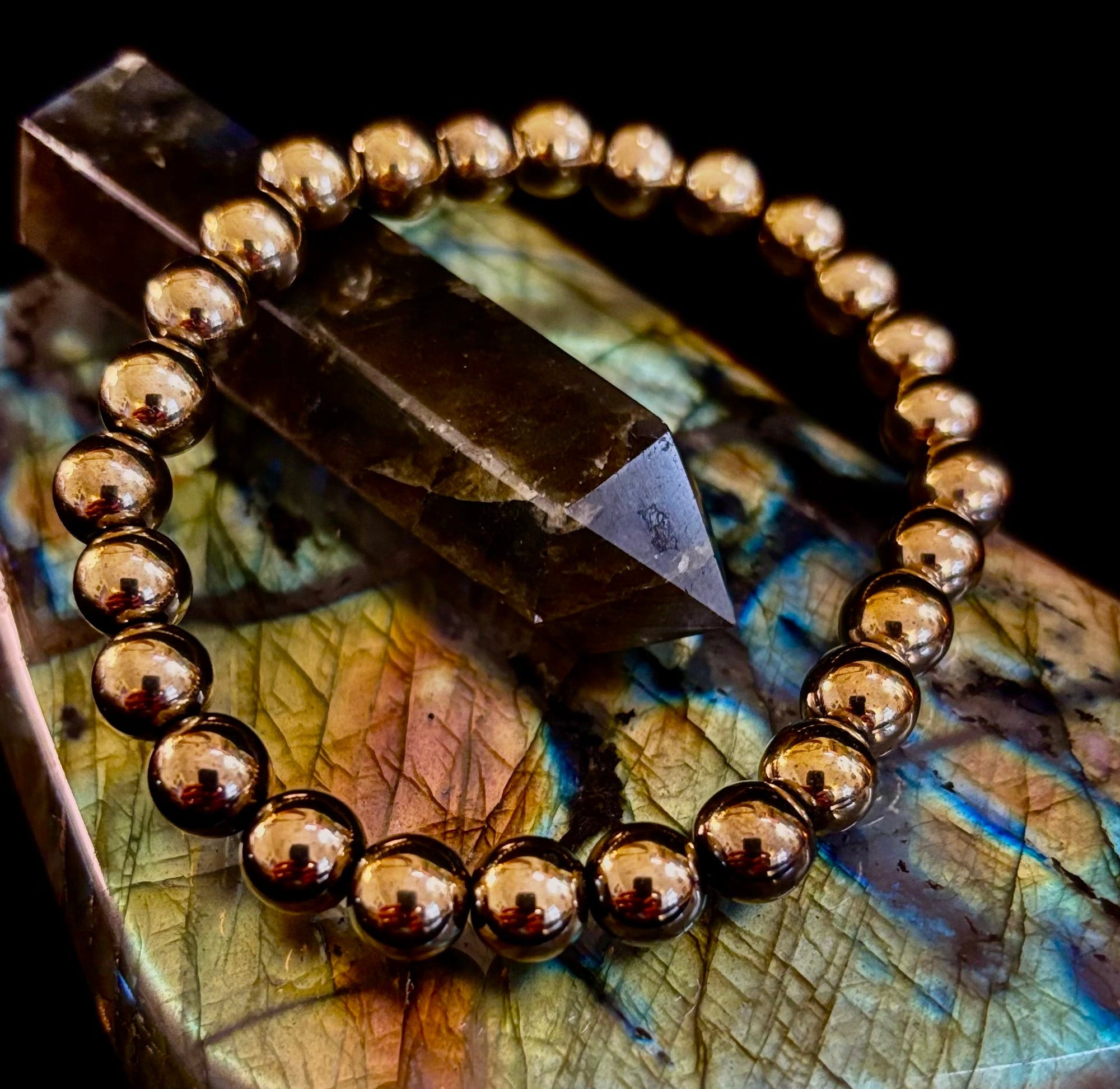 Golden Hematite Healing Bracelet – Strength • Confidence • Balance (8mm or 10mm, Medium Wrists)