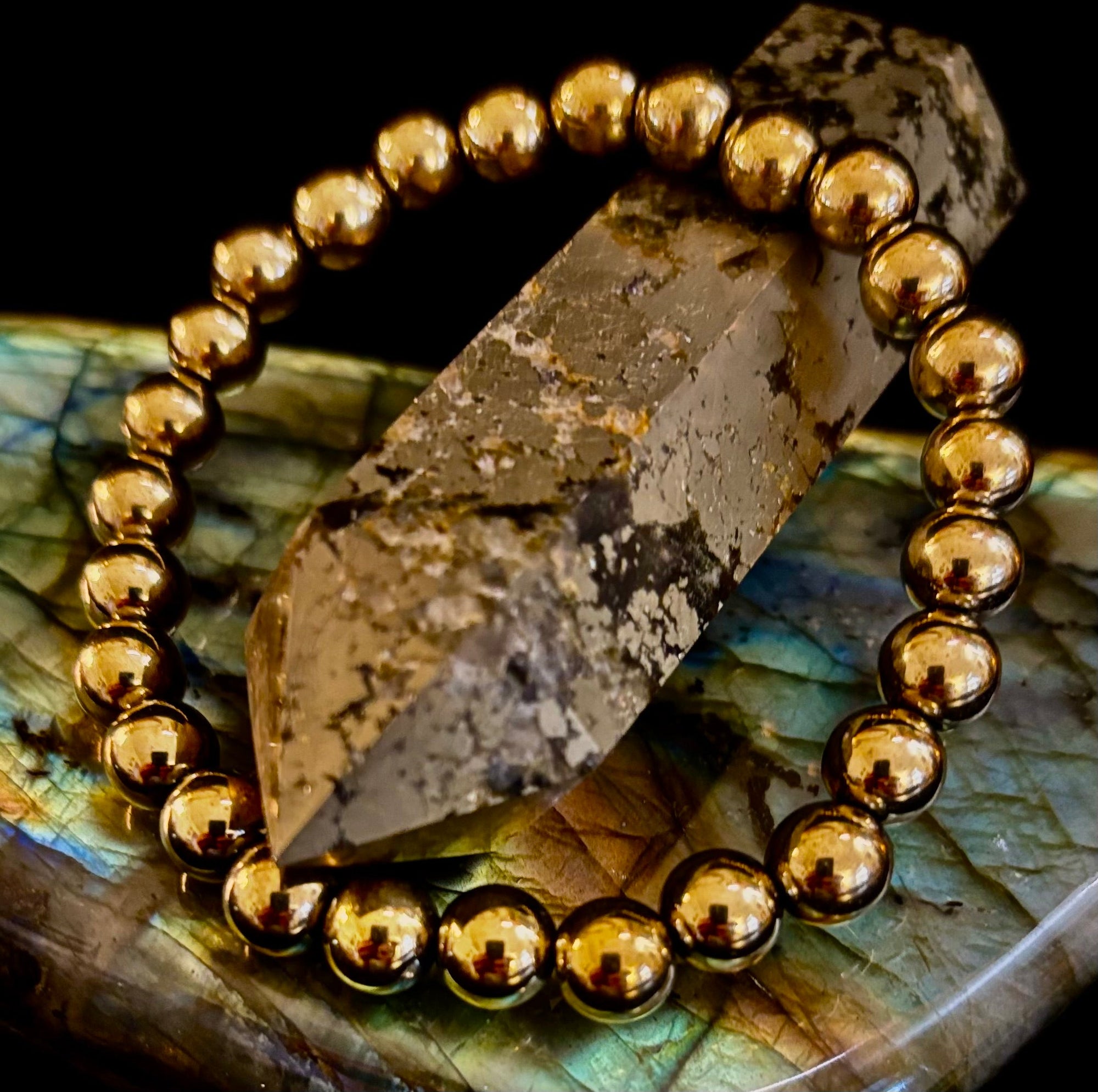 Golden Hematite Healing Bracelet – Strength • Confidence • Balance (8mm or 10mm, Medium Wrists)