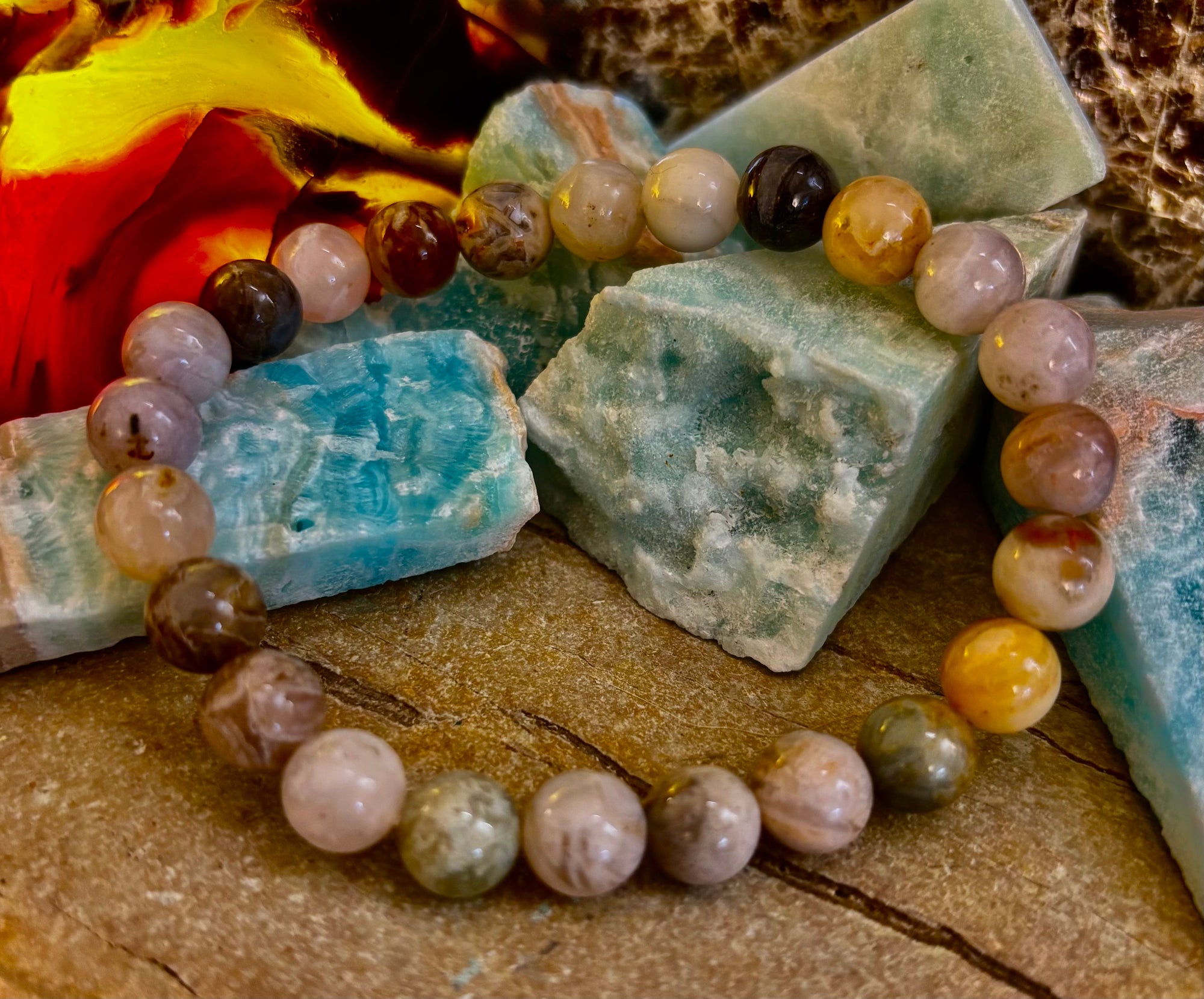 Bamboo Jasper Energy Bead Bracelet – Strength • Grounding • Stability (8mm, Large Wrists)