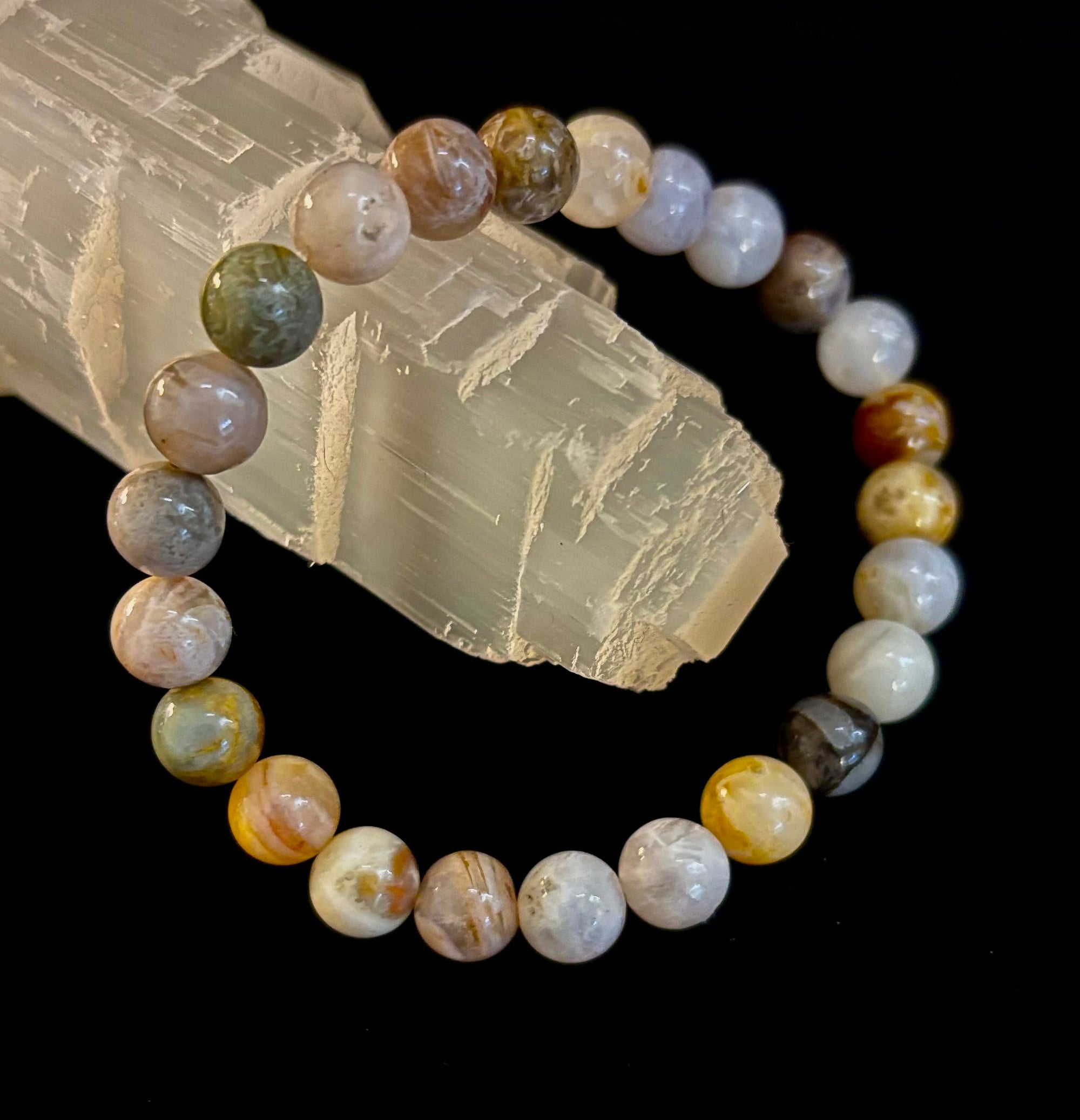 Bamboo Jasper Energy Bead Bracelet – Strength • Grounding • Stability (8mm, Large Wrists)
