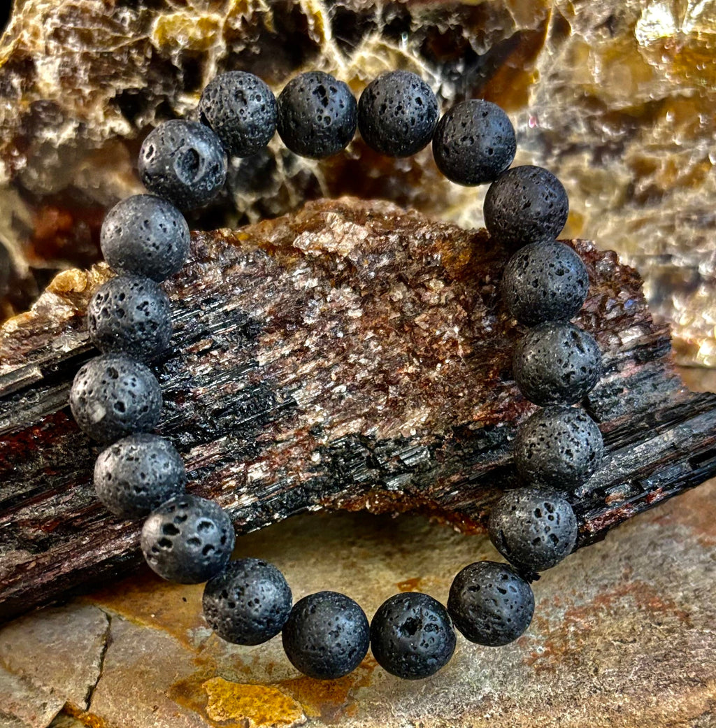 Grounded Energy Lava Rock Bracelet – Strength • Stability • Protection (10mm, Small Wrists)