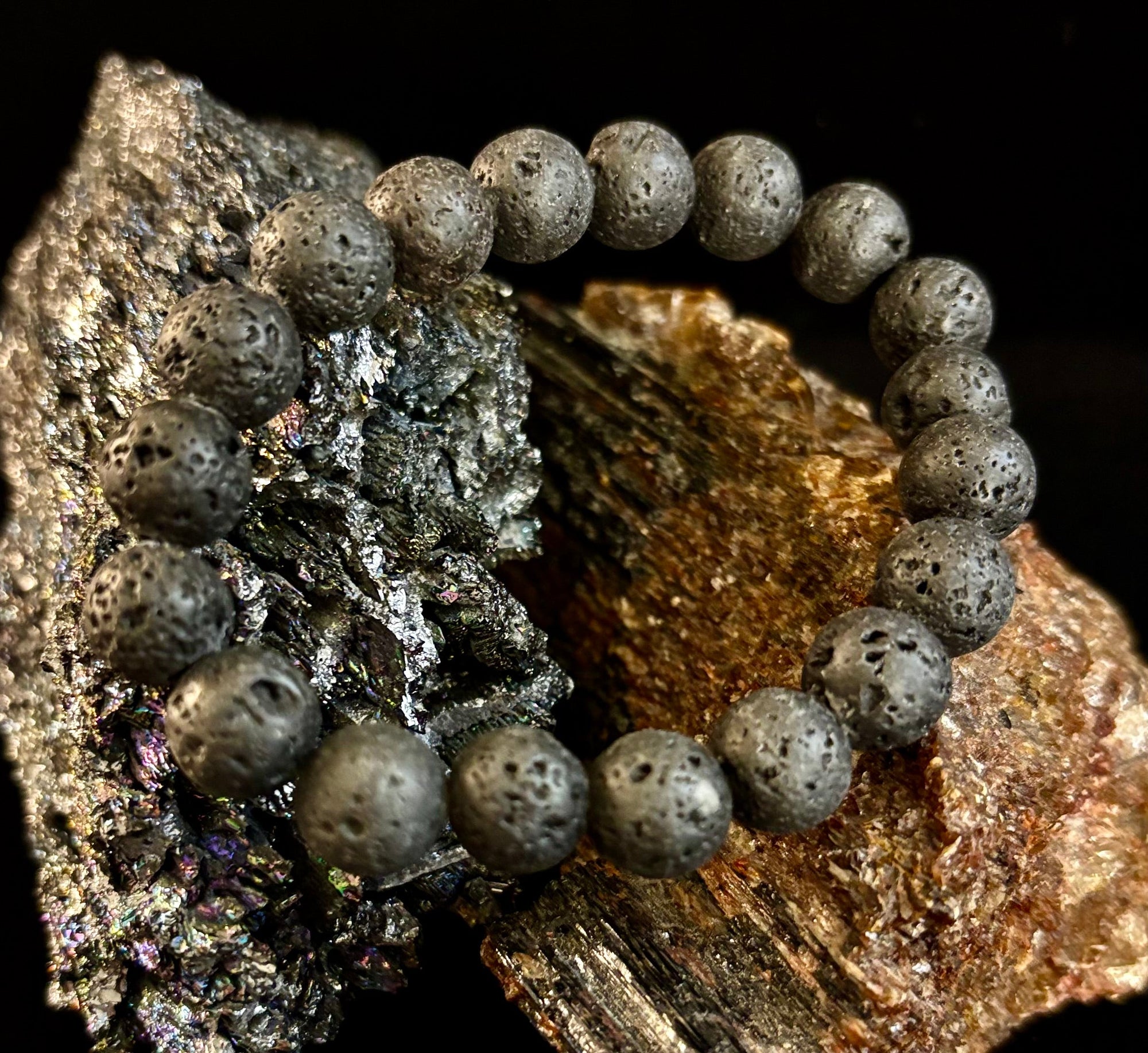 Grounded Energy Lava Rock Bracelet – Strength • Stability • Protection (10mm, Small Wrists)
