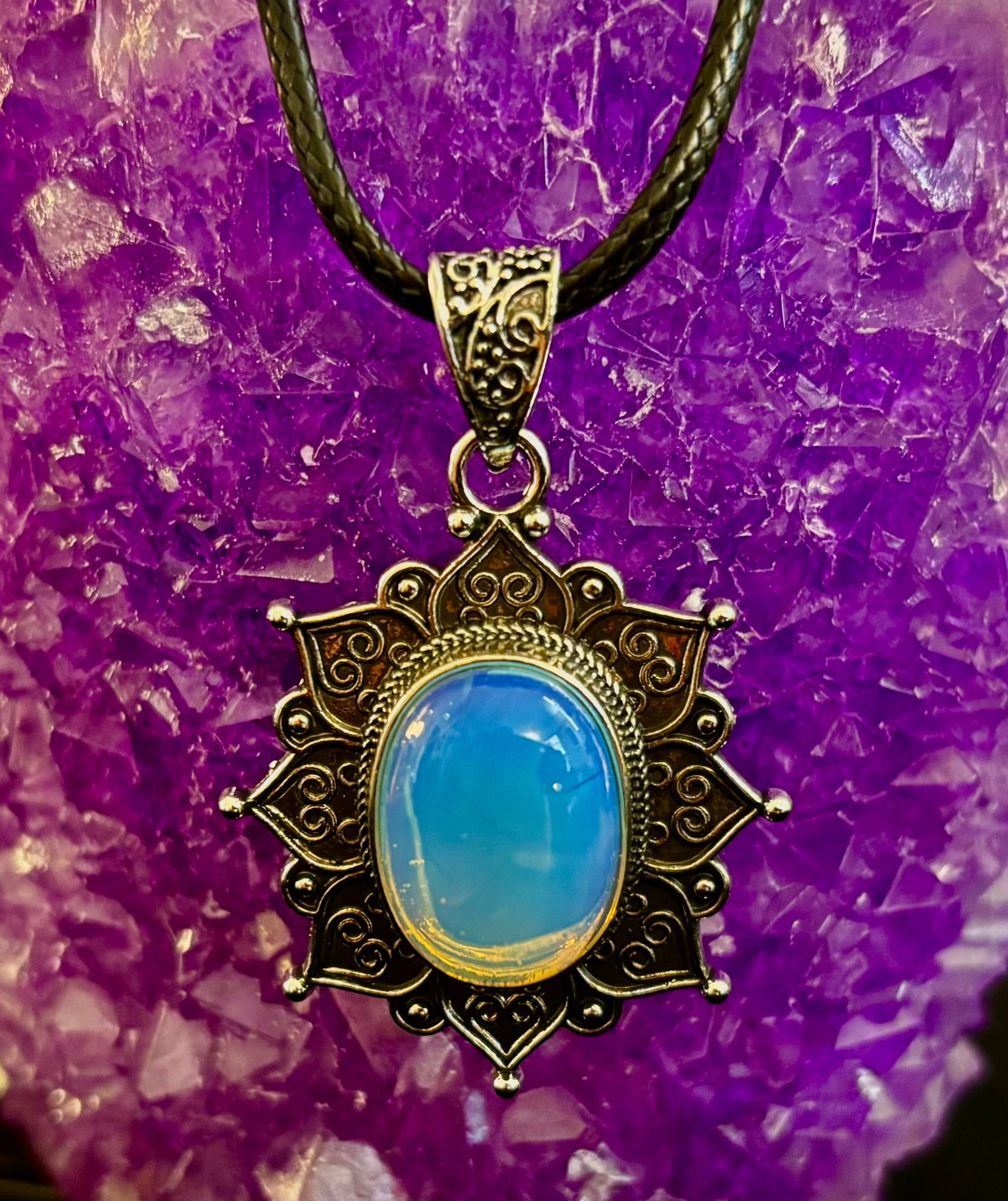 Bohemian Sunflower Moonstone Pendant Necklace