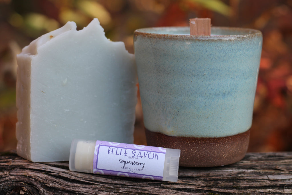 Vermont Handmade Gift Set, Pottery Candle, Artisan Soap and Lip Balm in Wooden Box-Brida l Party-Hostess Gift
