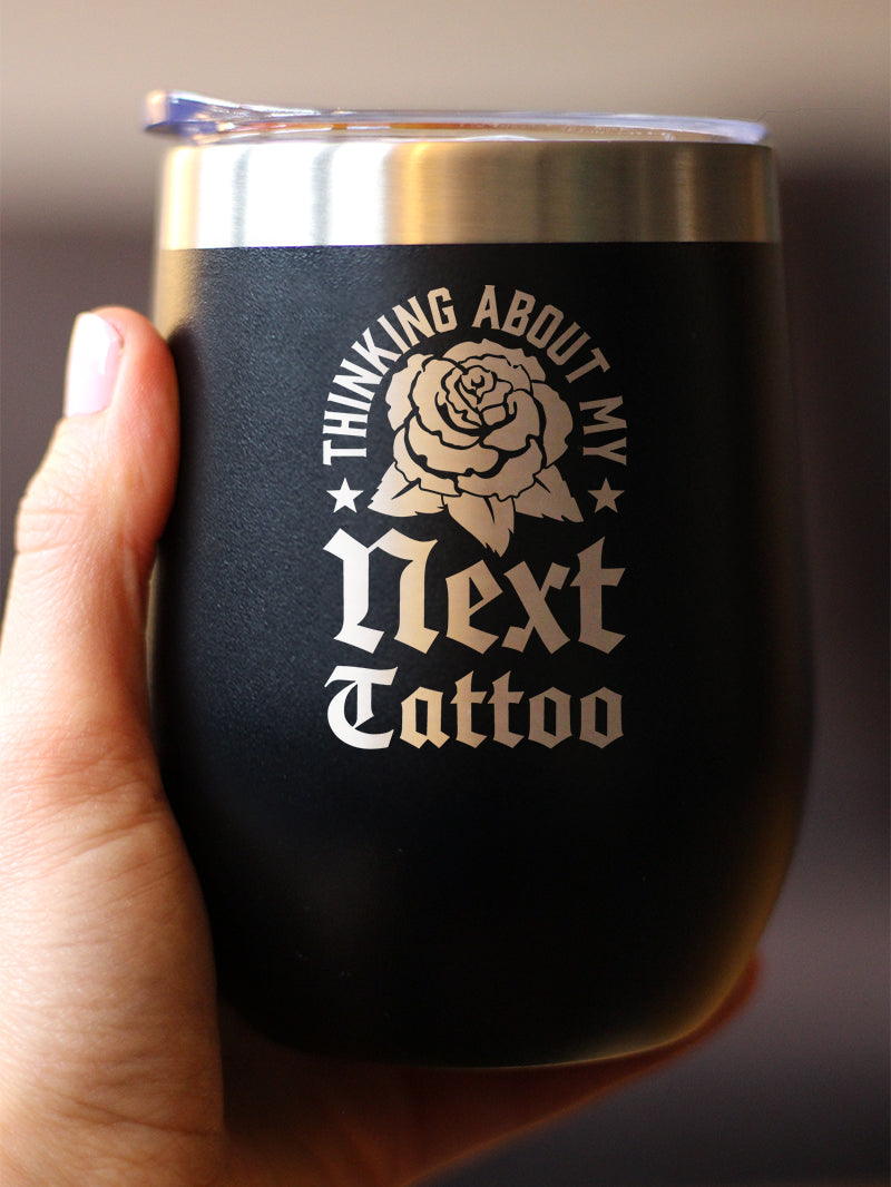 Next Tattoo Insulated Wine Tumbler with Sliding Lid Gifts for Tattoo Artist 12oz Stainless Steel Tumbler