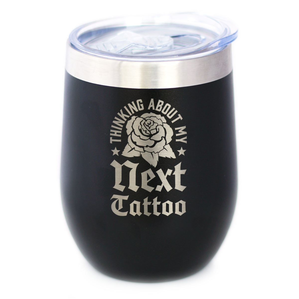 Next Tattoo Insulated Wine Tumbler with Sliding Lid Gifts for Tattoo Artist 12oz Stainless Steel Tumbler