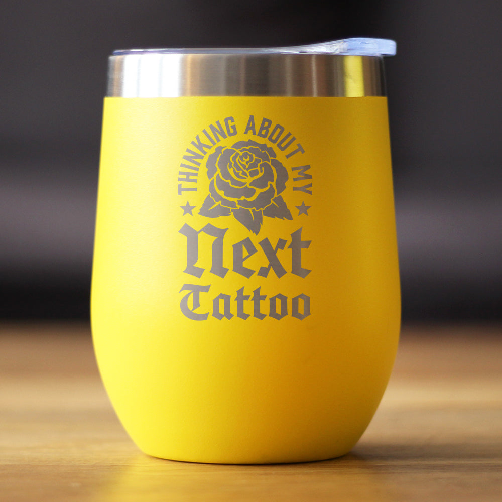 Next Tattoo Insulated Wine Tumbler with Sliding Lid Gifts for Tattoo Artist 12oz Stainless Steel Tumbler
