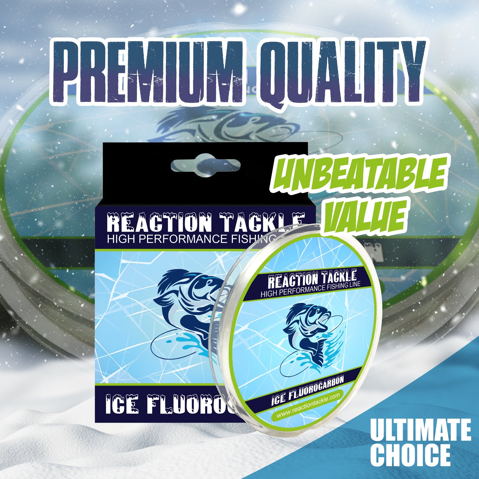 Reaction Tackle Ice Fluorocarbon Fishing Line or Leader