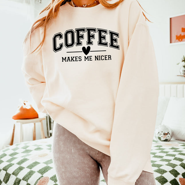 Coffee makes me nicer Garment Dyed Comfort Colors Sweatshirt