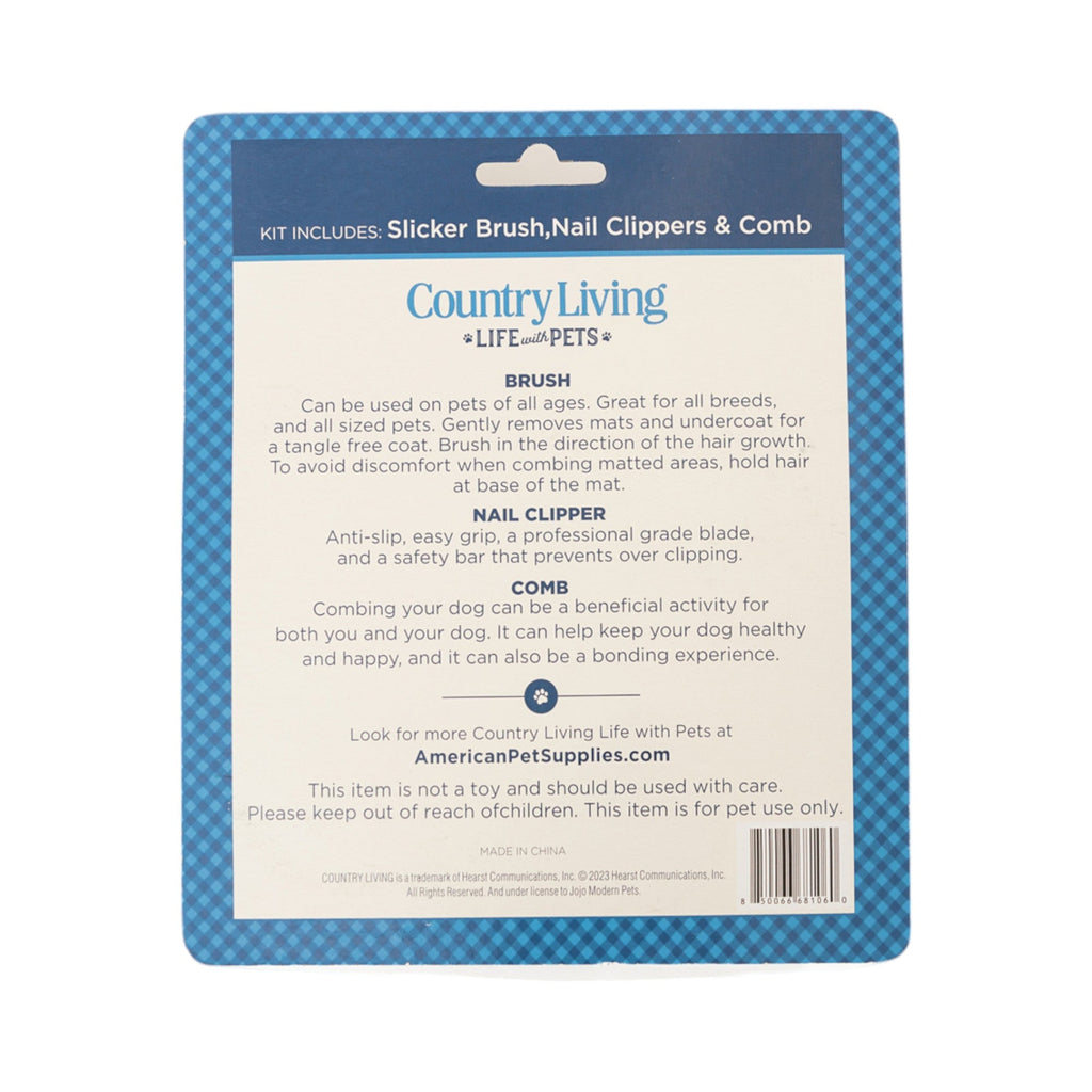Country Living All-in-One 3-Piece Dog Grooming Kit for a Healthy and Well-Groomed Pet