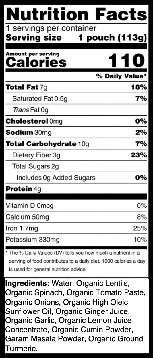 6 Pack of Organic Lentils with Spinach