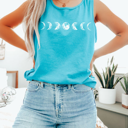 Moon Phase Summer Hiking Camping Vacation Nature Comfort Colors Tank Top