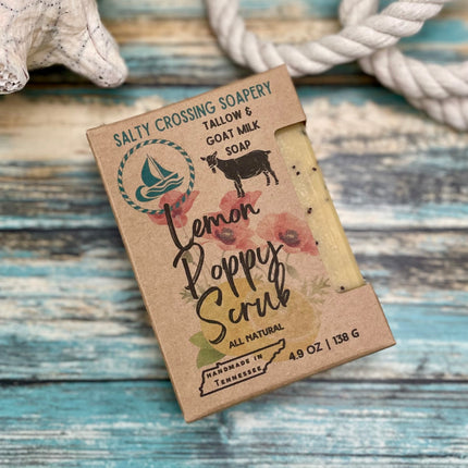 Lemon Poppy Scrub Soap Bar with Tallow & Goat Milk