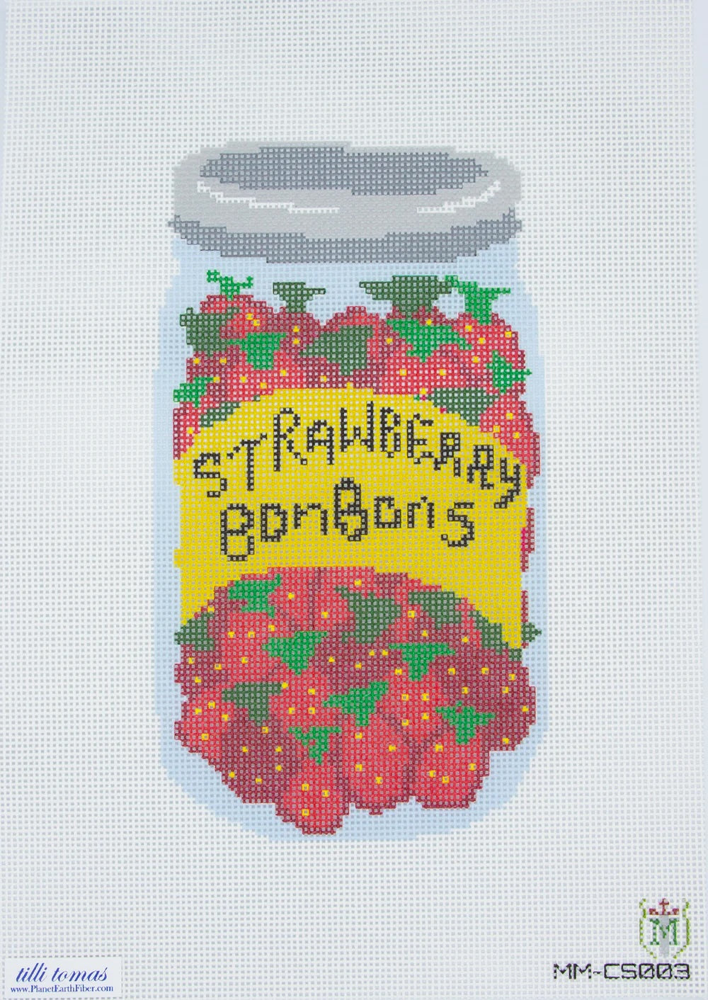 Strawberry Bonbons Needlepoint Canvas – 9"x5", 13 Mesh by Misty Morrow