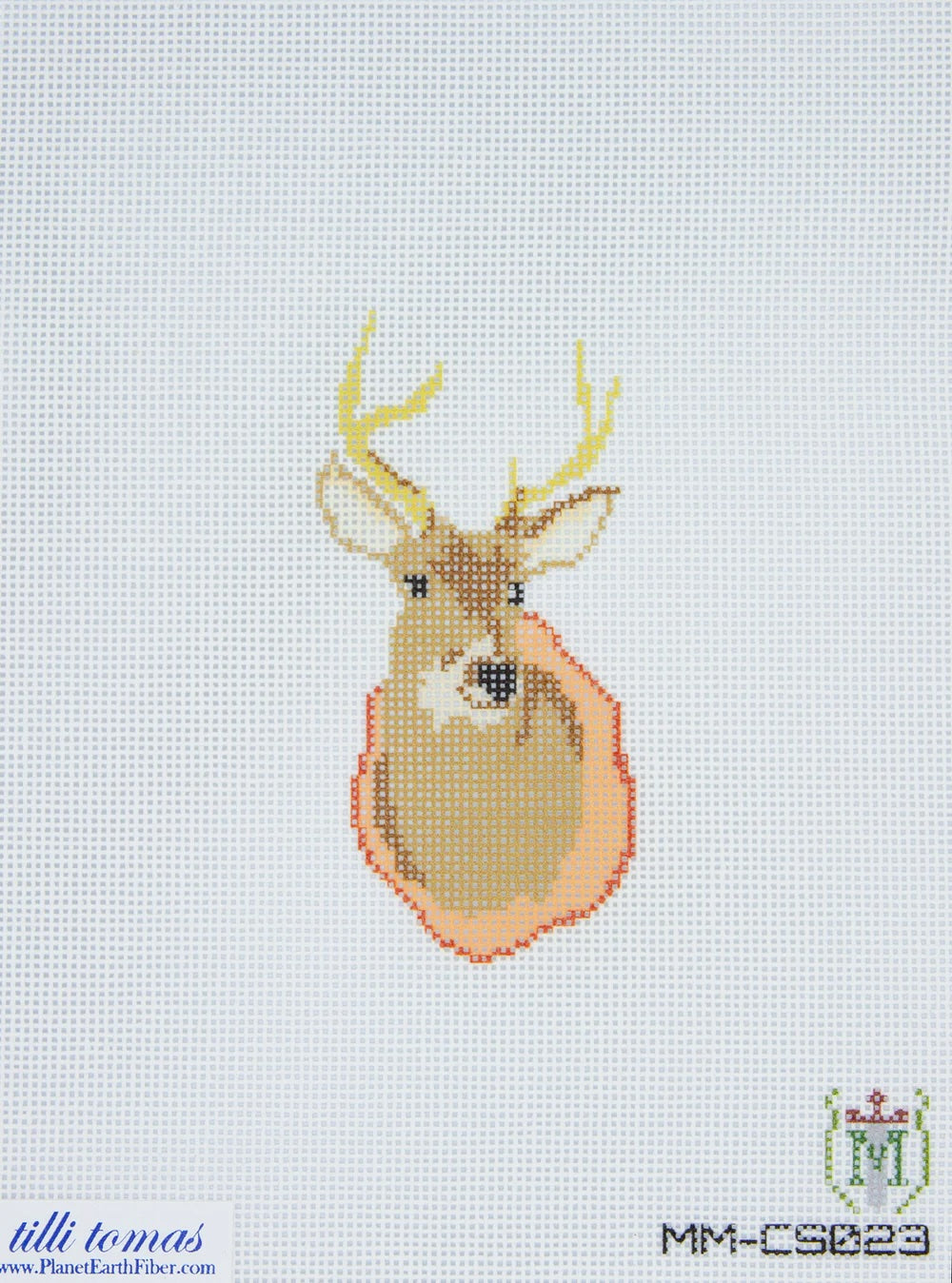 Mounted Deer Head Needlepoint Canvas – 2"x4", 18 Mesh by Misty Morrow