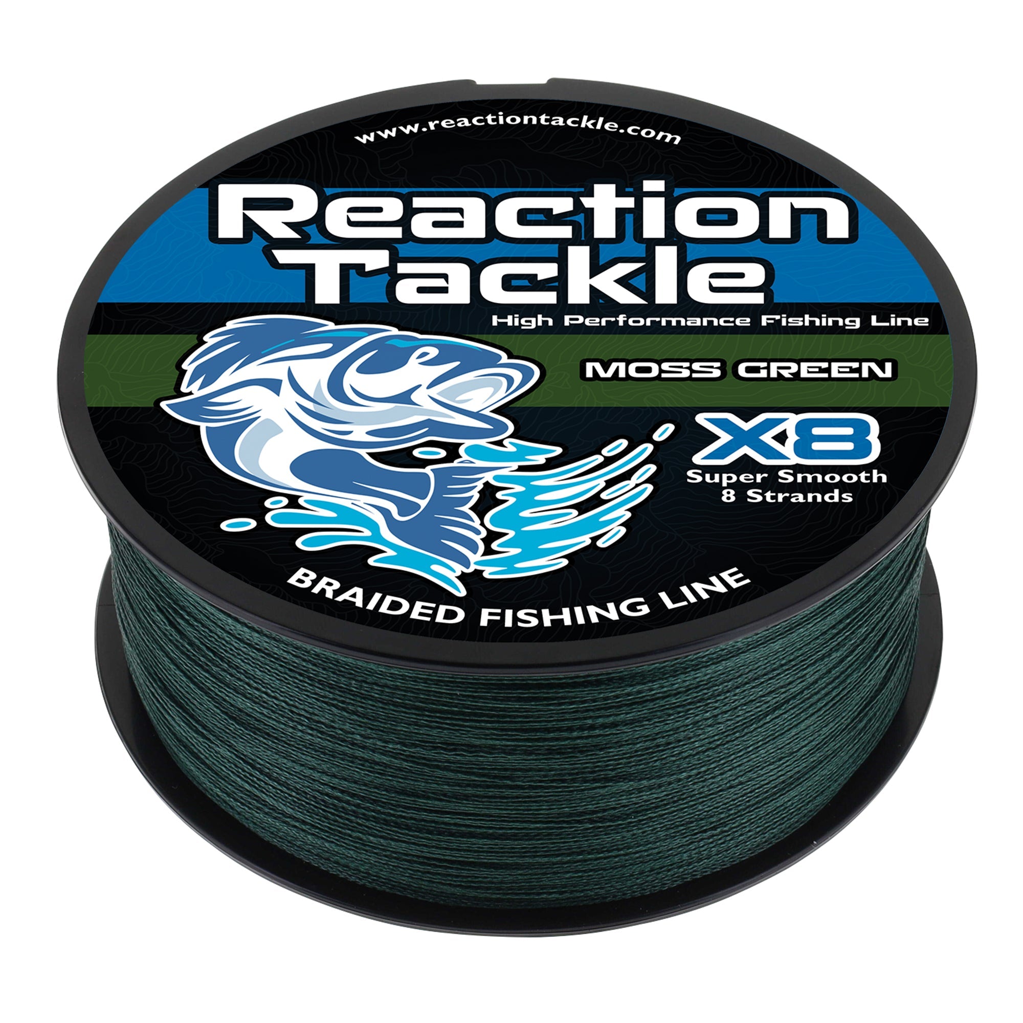Reaction Tackle X8 Braided Fishing Line - Moss Green 8 Strand