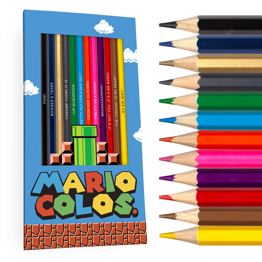 Mario Colos. Colored Pencil Set For Fans of Super Mario Brothers