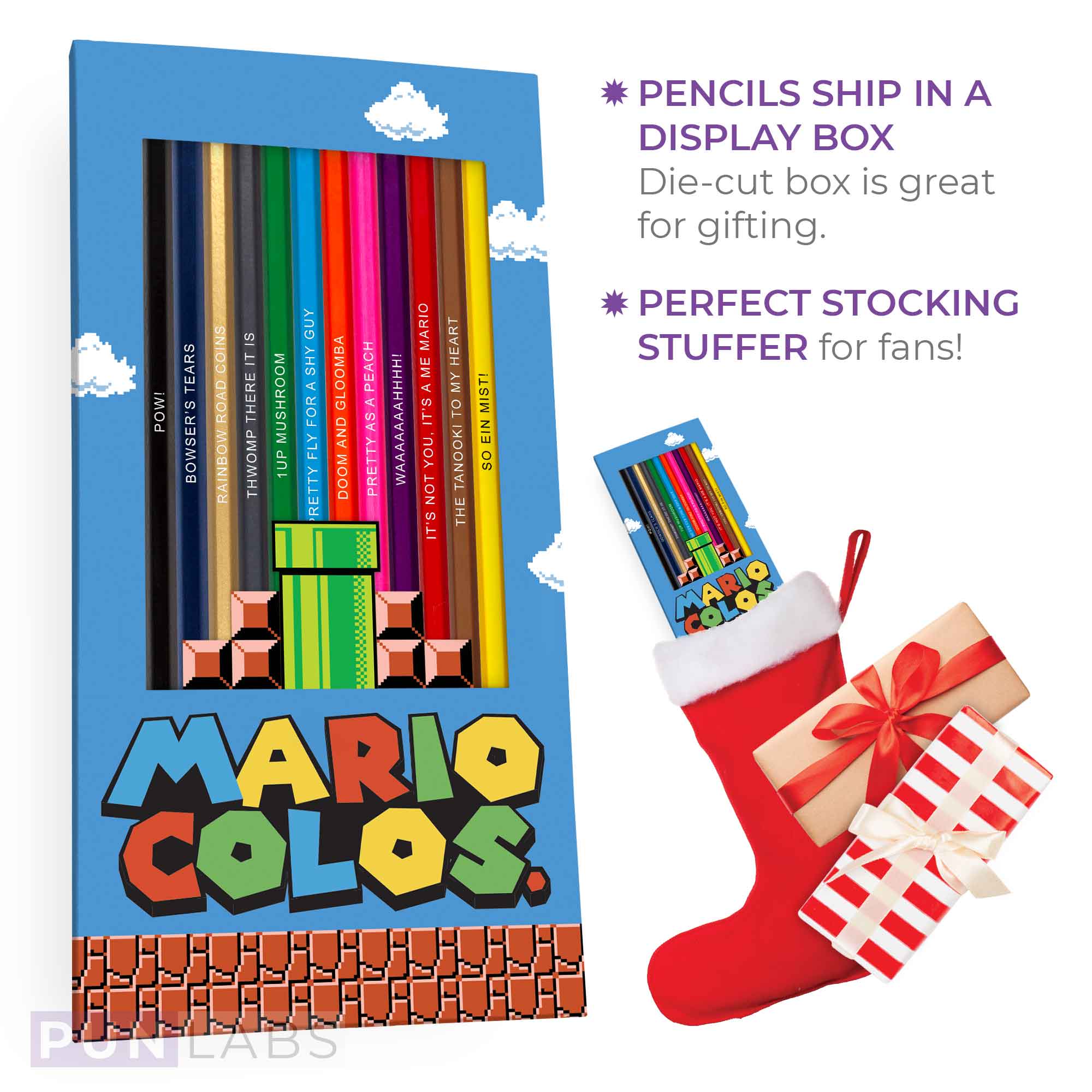 Mario Colos. Colored Pencil Set For Fans of Super Mario Brothers